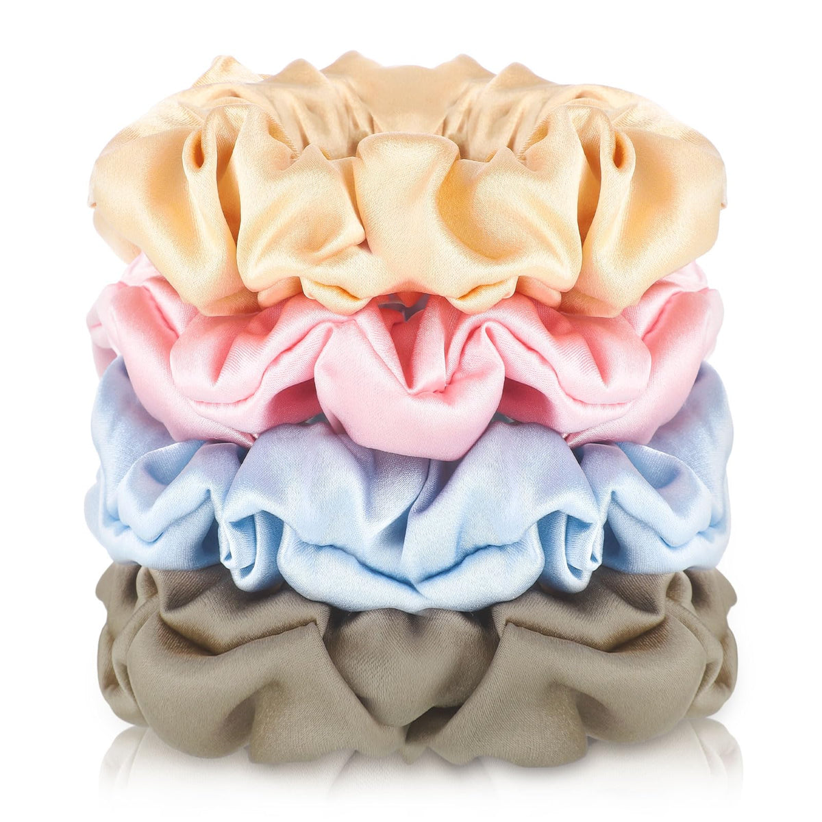 4 Pack Mulberry Silk Scrunchies, 19 Momme Silk Hair Ties Satin Scrunchies for Hair Sleep No Damag Scrunchies Pink Bridesmaid Gal