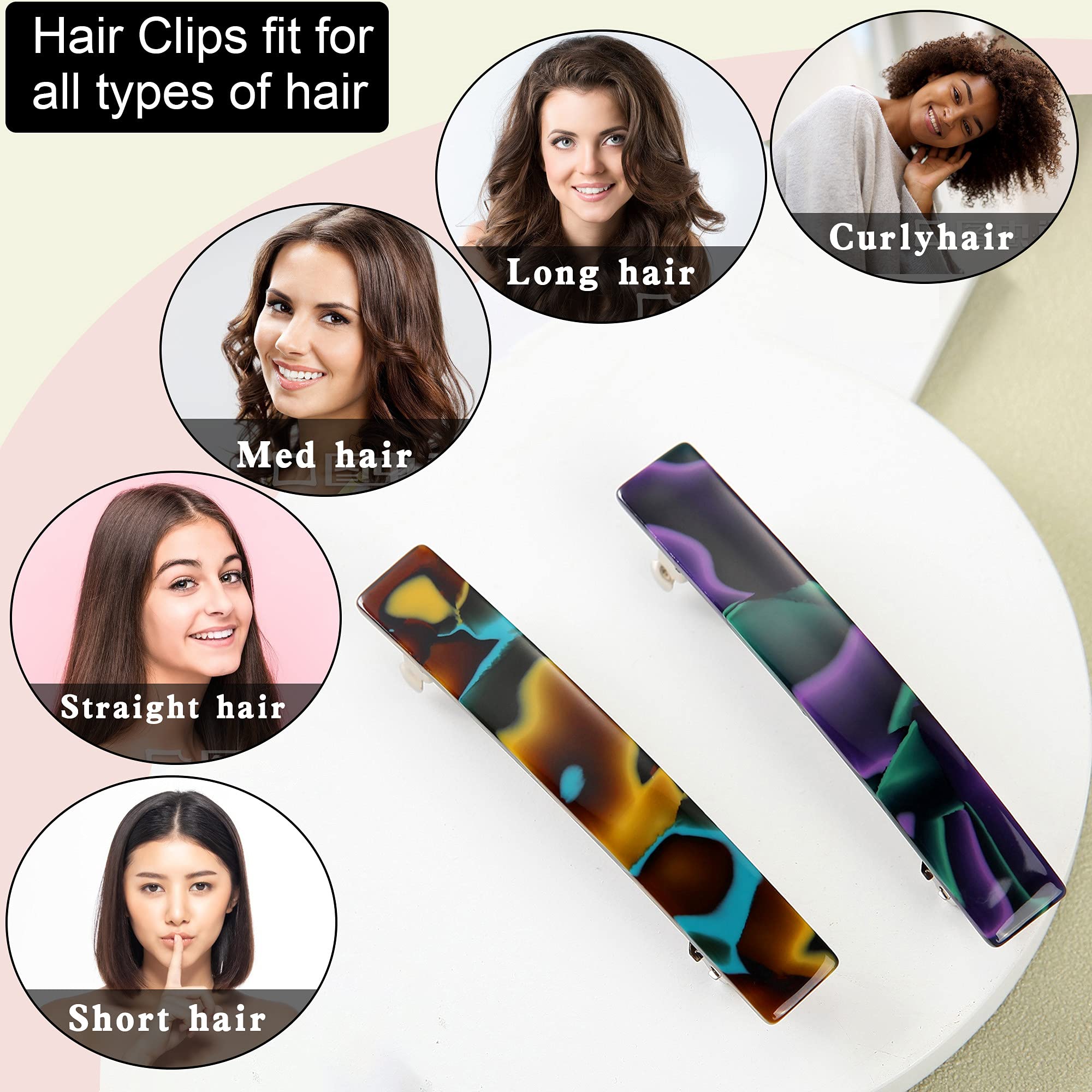 3 Pcs Womens Hair Barrettes Tortoise Cellulose Acetate Barrettes Small French Barrettes Automatic Hair Clips