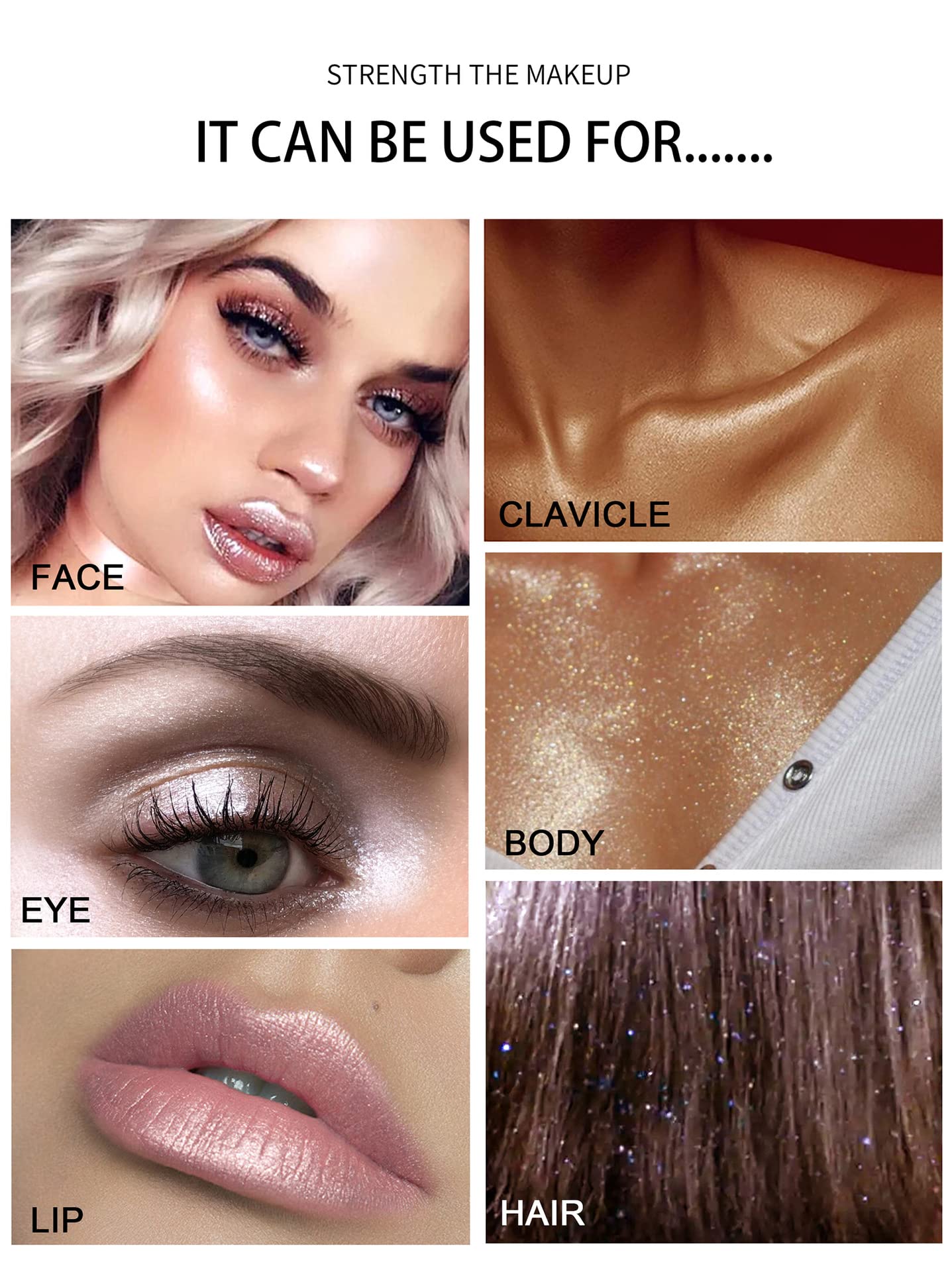 Gold Glitter Powder Highlighter Makeup, Body Brightens The Natural Three-Dimensional Face Blusher Fairy Highlight Patting Powder