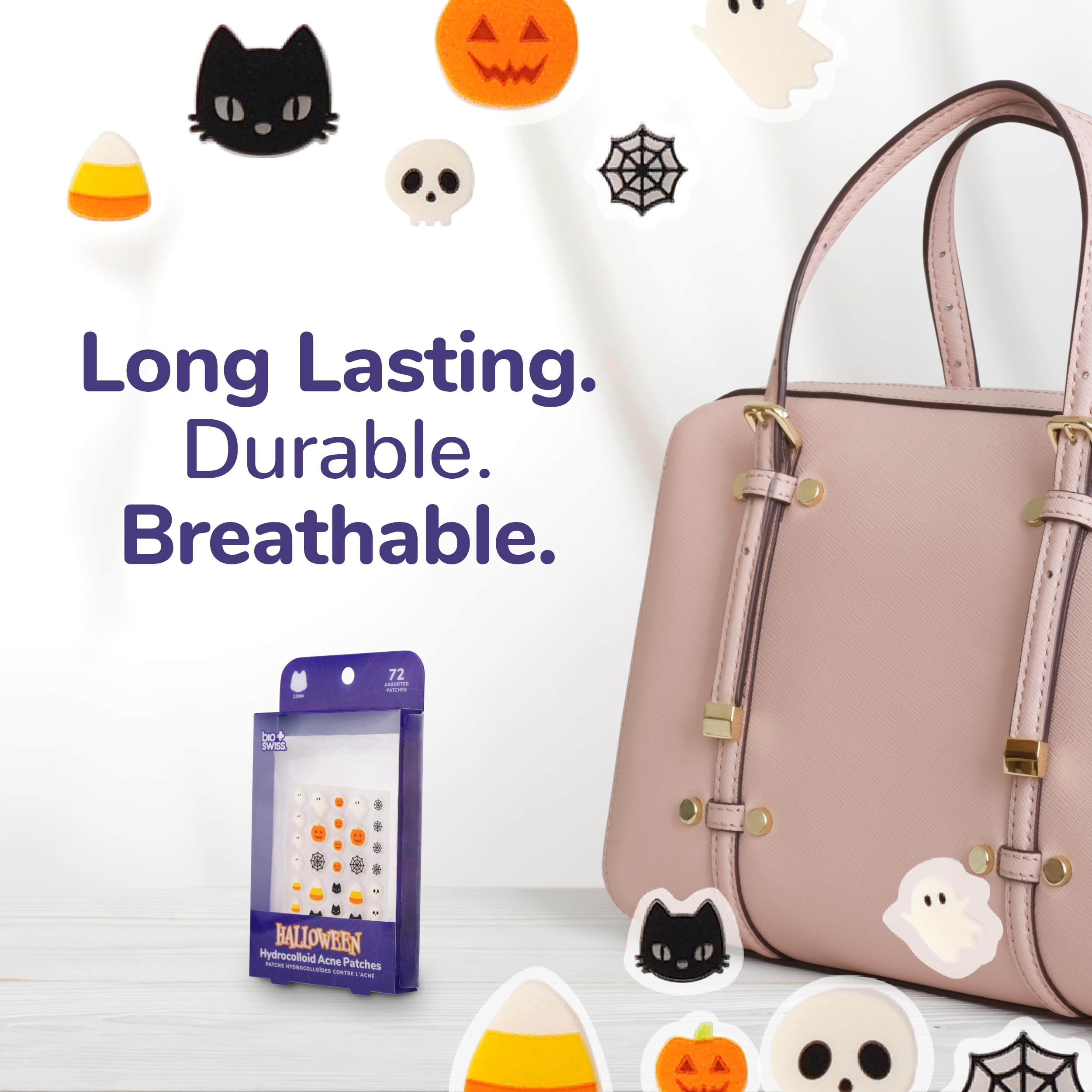 BioSwiss Halloween Pimple Patches - Hydrocolloid Acne Spot Stickers for Face & Skin, 72 Count, Ideal for Zits & Blemishes