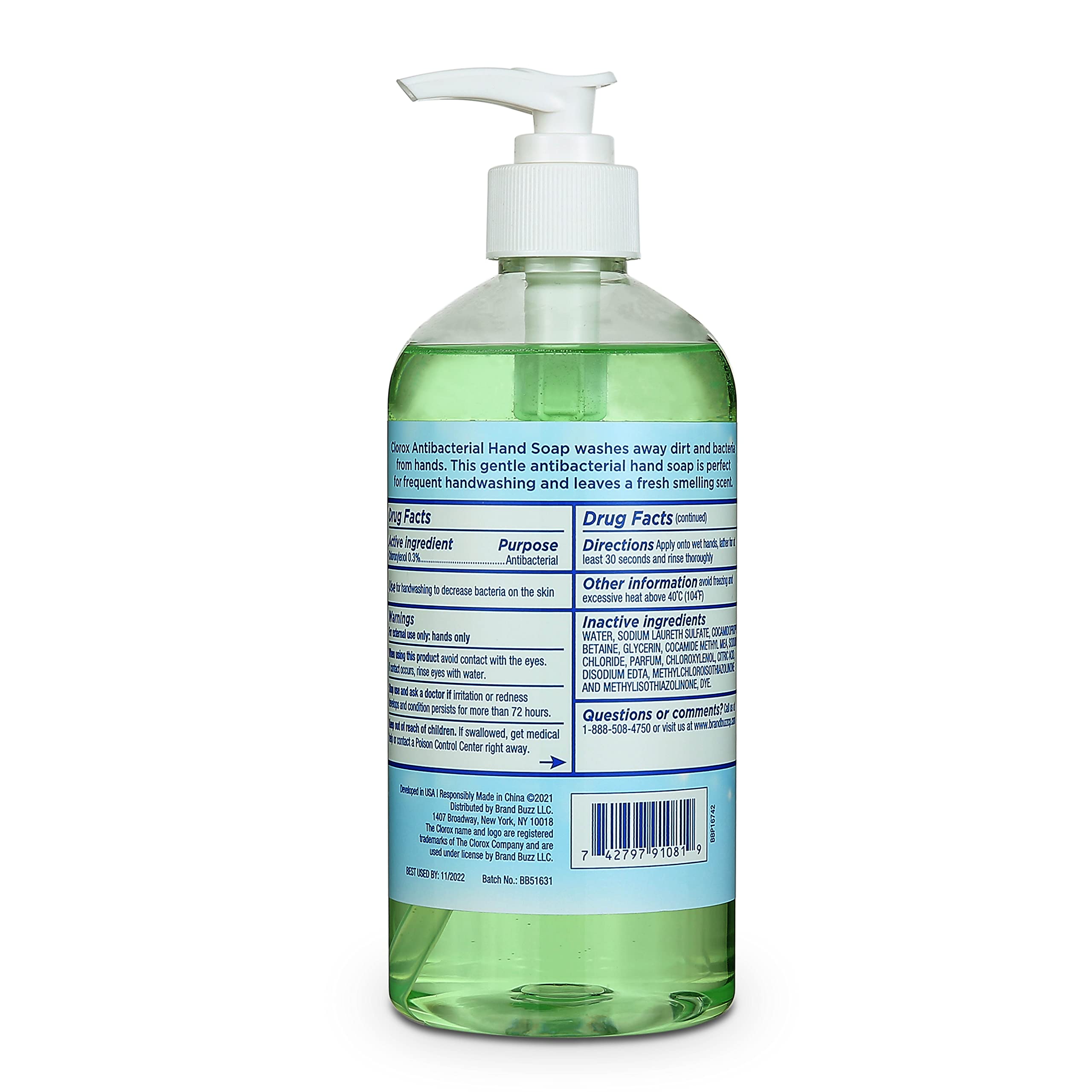Clorox Liquid Hand Soap Pump - 16 Oz Soothing Aloe Antibacterial Hand Soap - Liquid Hand Soap Eliminates Dirt, Soft On Hands Tou