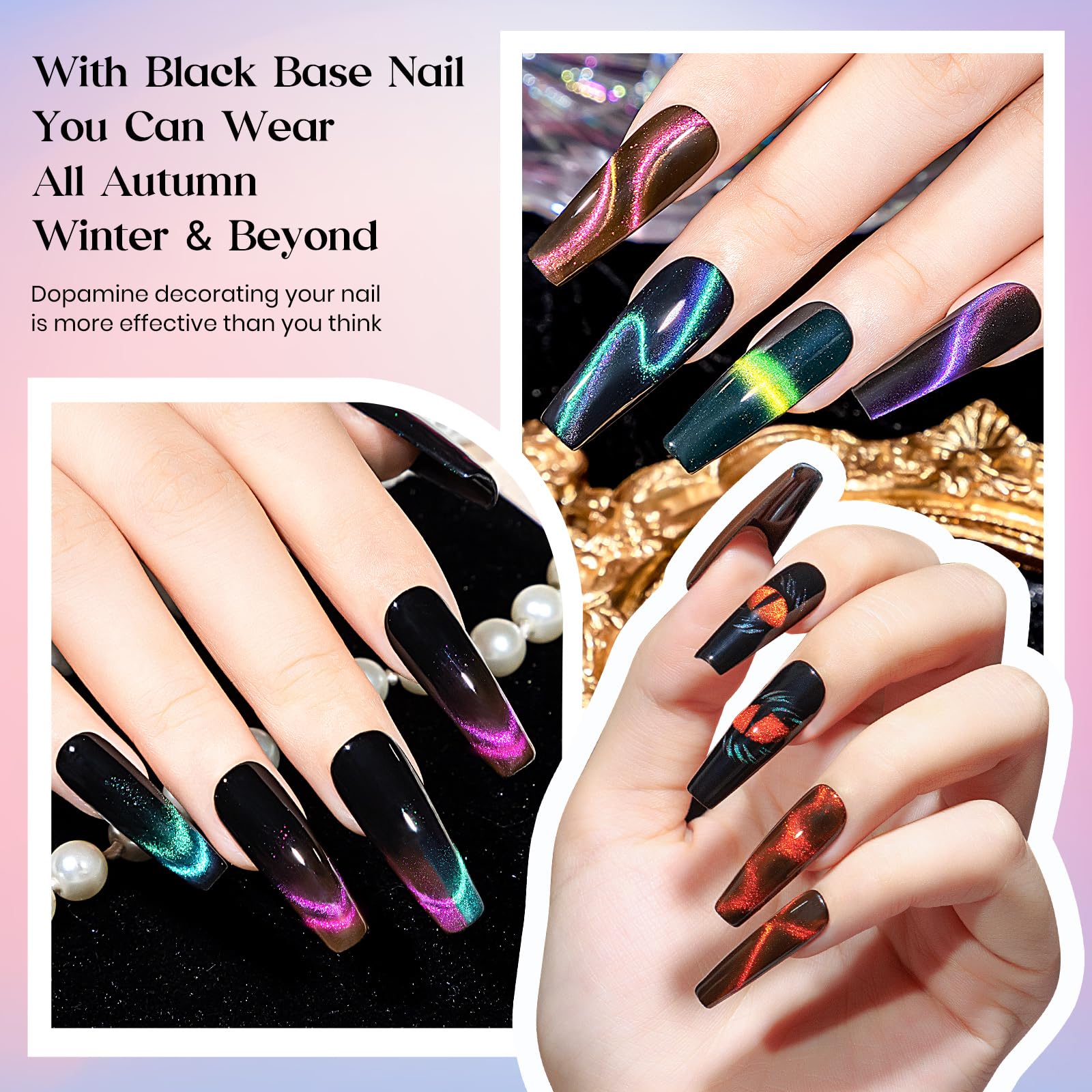Mizhse 9D Cat Eye Gel Nail Polish 8 Colors, Upgraded Neon Collection Magnetic Gel Polish Set With Magnet Stick, Chameleon Spring