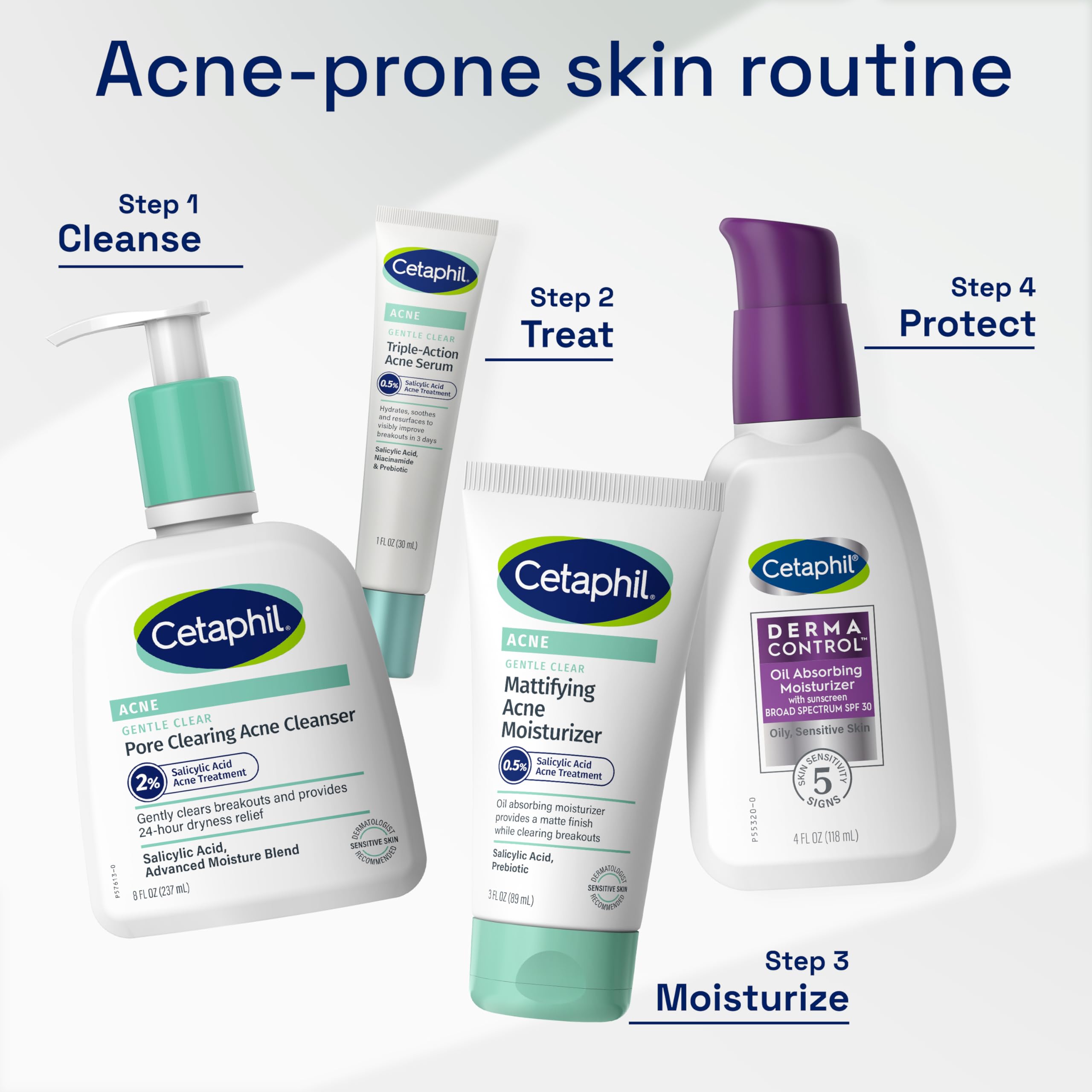 Cetaphil Gentle Clear Foaming Gel Cleanser, 8 Fl Oz for Sensitive Acne-Prone Skin, 2% Salicylic Acid, Dermatologist Recommended