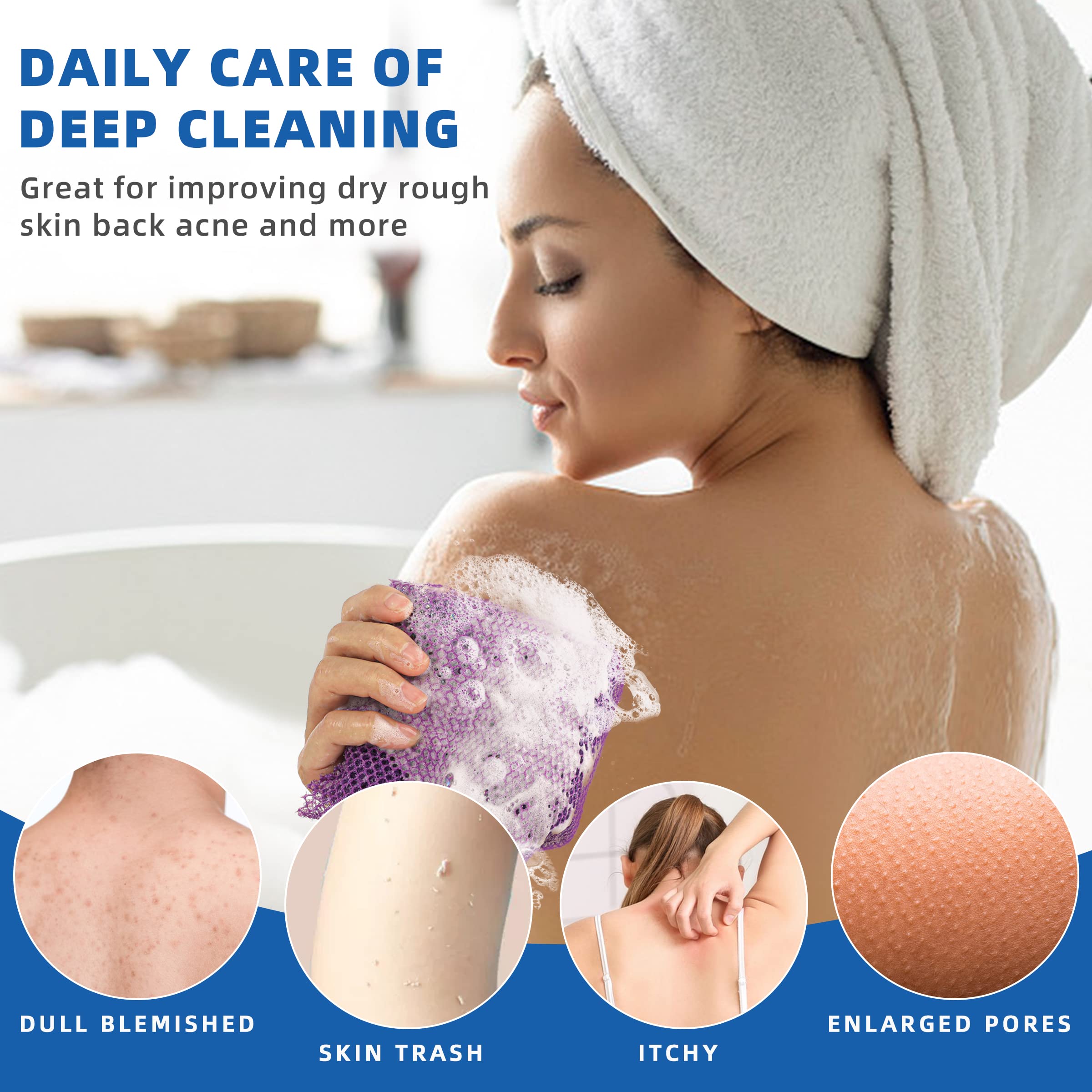 6Piecesafricannetspongeafricanexfoliatingnetlongafricanbathspongewashclothshowernetafricanbodyscrubbernetforskinsmootherdailyuse