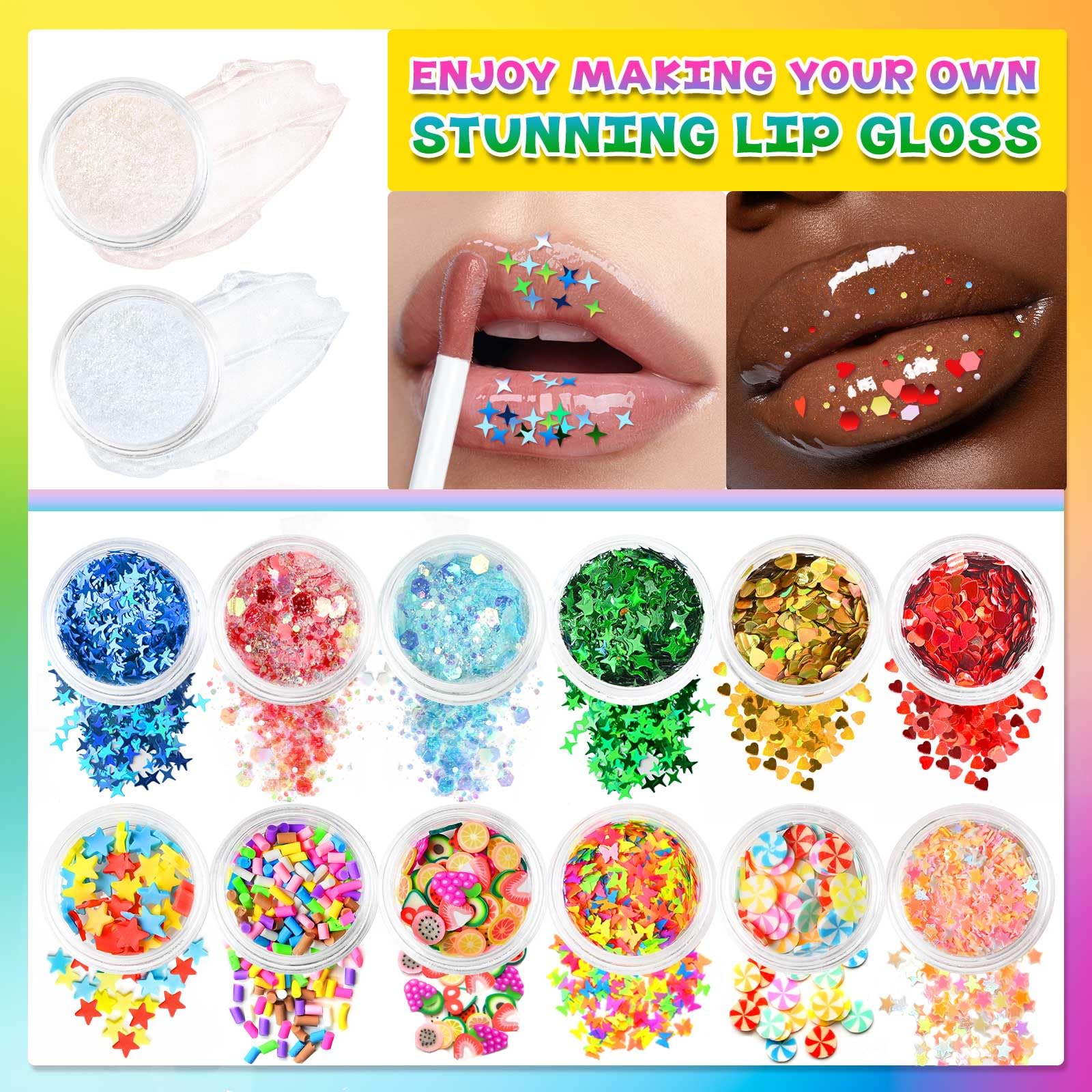 JCOOS Lip Gloss Making Kit, 73PCS Diy Lip Gloss Kit Fun Kids Lip Gloss Make Your Own Lip Gloss Kit Beginner Lip Gloss Set for Te