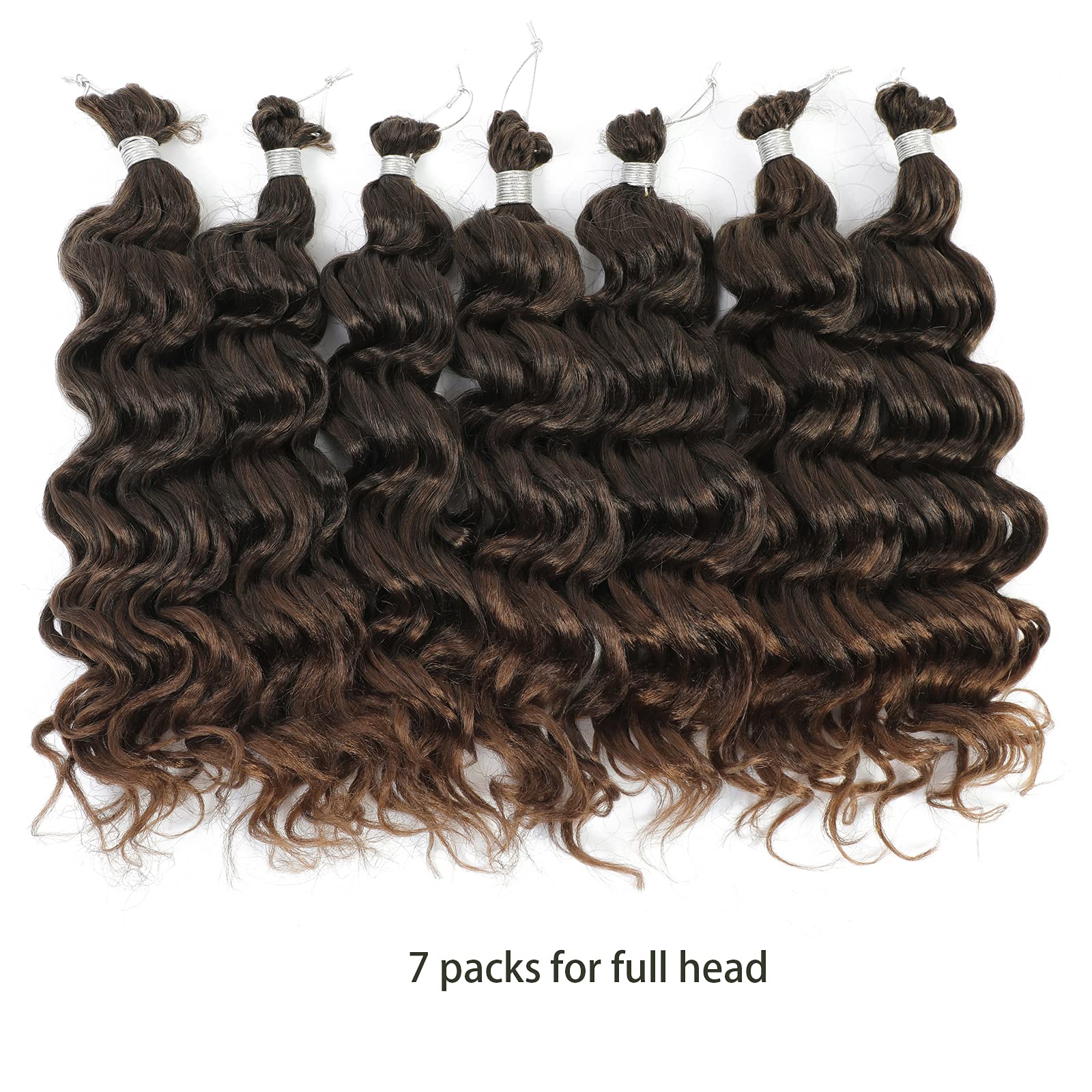 Svolna Ocean Wave Crochet Hair 14 Inch Synthetic Braiding Extensions, T30 - 7 Packs Deep Wave Short Braids for Women