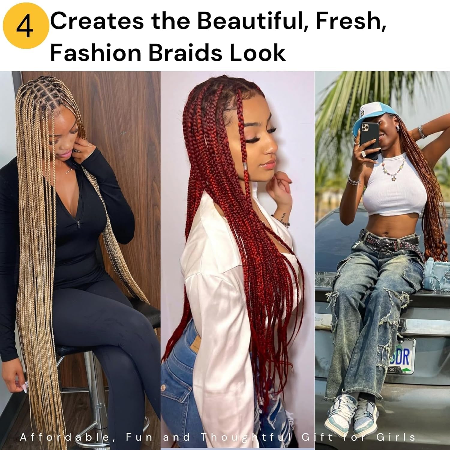 Dark Ash Brown Braiding Hair Pre stretched for Knotless Braids Synthetic Mixed Feed in Braids Hair for Braiding