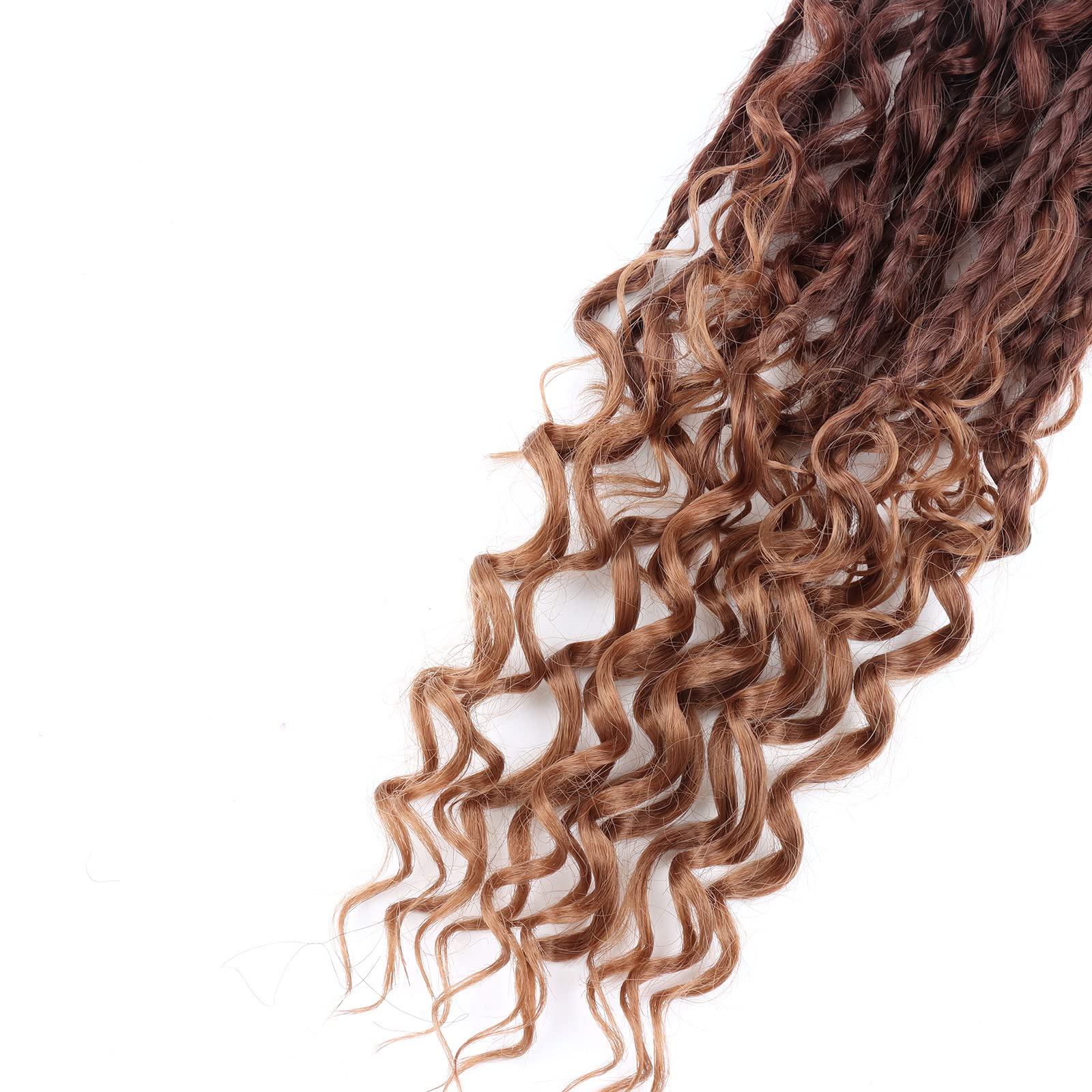 LMZIM 18 Inch 8 Packs Box Braids Crochet Hair Bohemian Crochet Box Braids with Curly Ends Hippie Braids Goddess Box Braids Synth