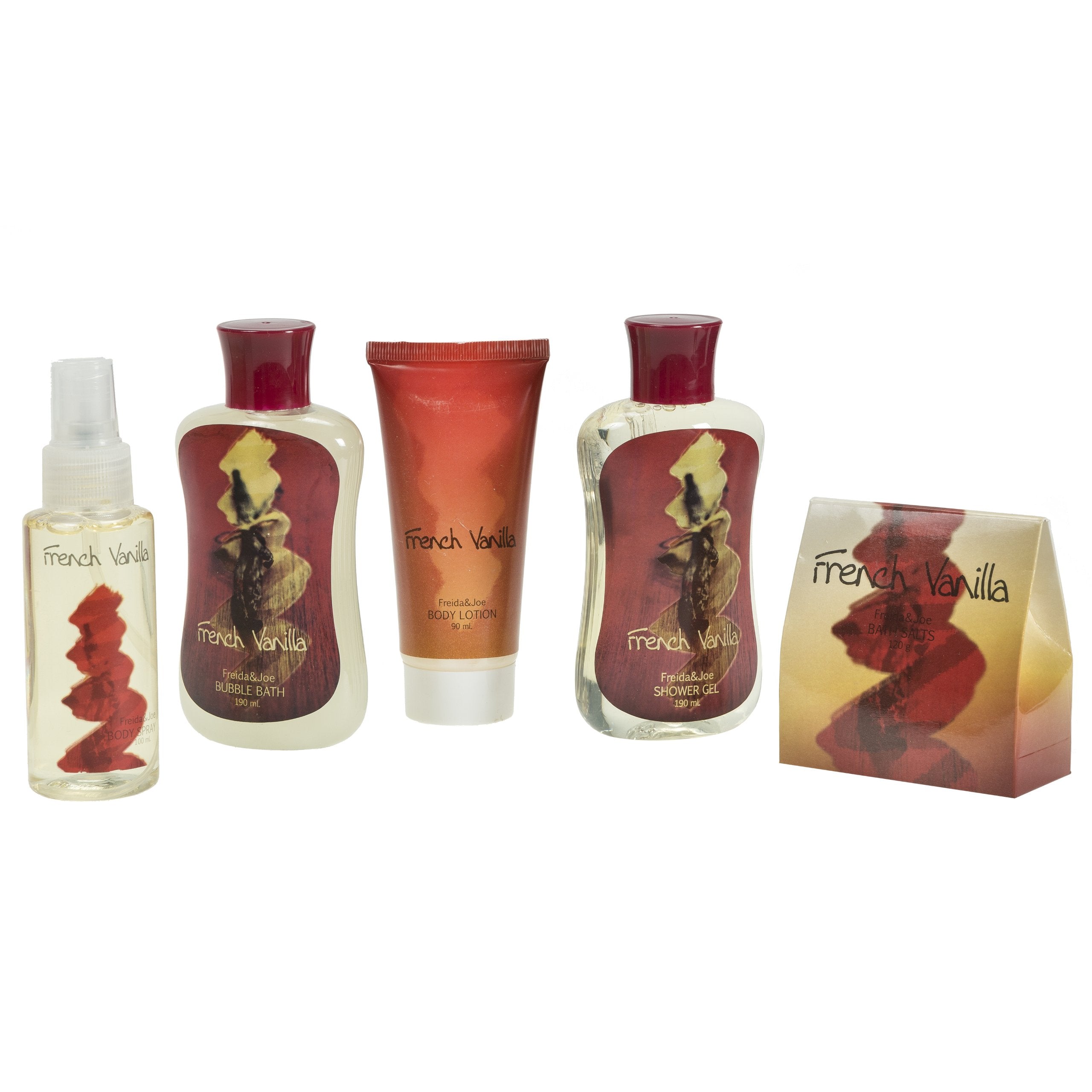 Bath And Body Gift Basket For Women And Men - 6 Piece Set Of French Vanilla Bath & Body Collection Gift Curio, Includes Shower G