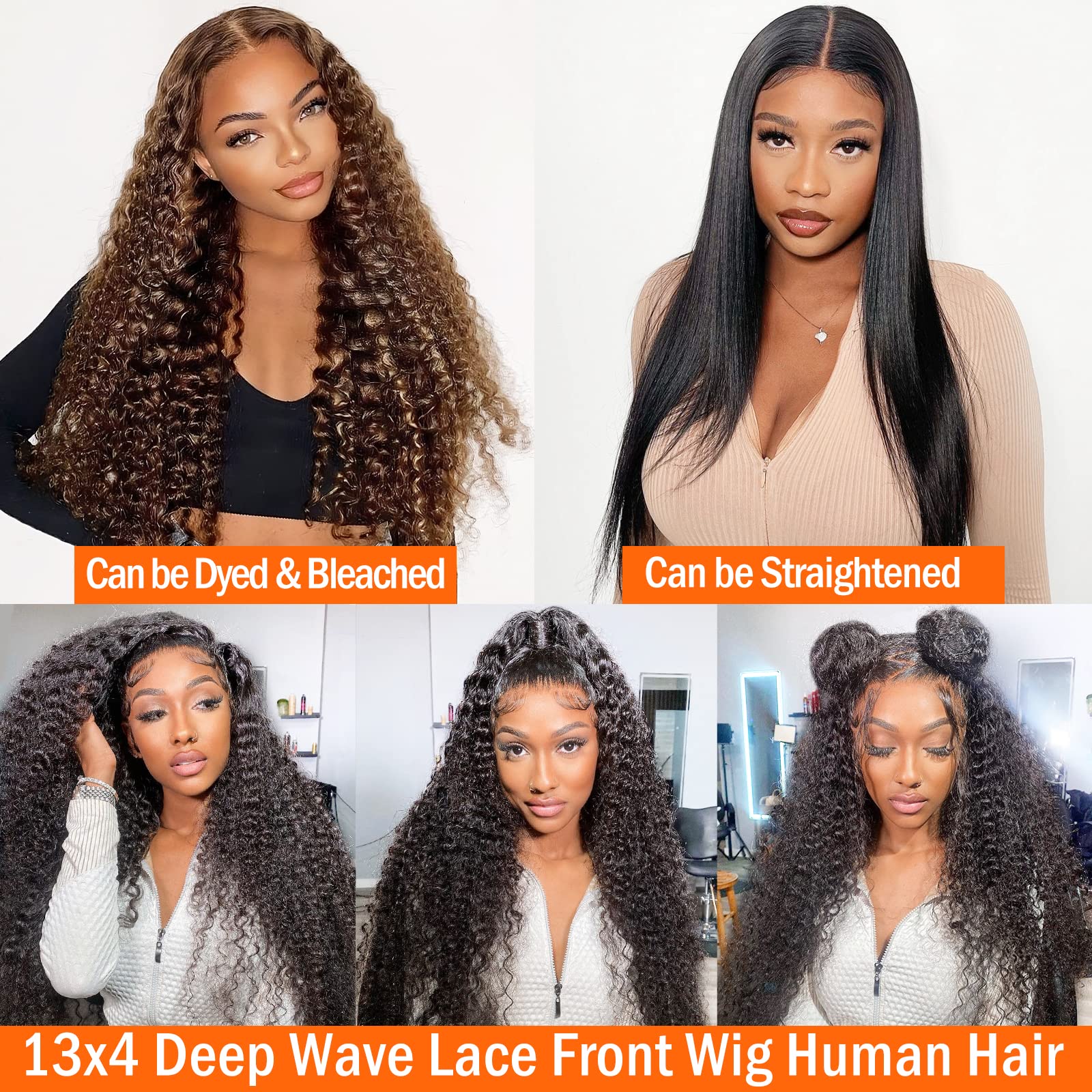 Aisi Deep Wave Lace Front Wigs Human Hair 180% Density 13X4 Hd Transparent Lace Front Wigs For Black Women Human Hair Glueless W