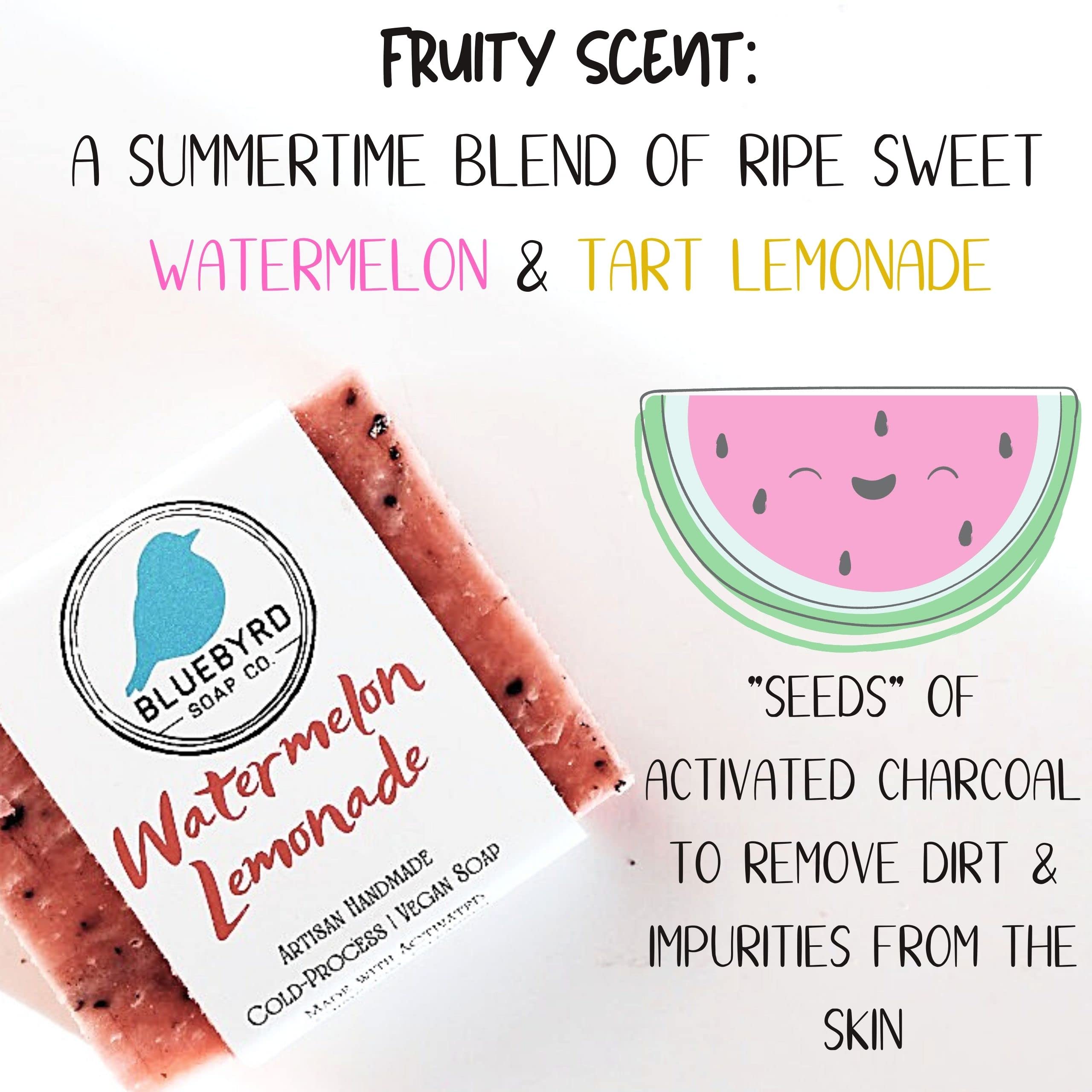 Bluebyrd Soap Co. Watermelon Lemonade Soap Bar | Handmade Bar Soap For Kids - Natural Ingredients, Kaolin Clay, Oatmeal, Aloe Ve