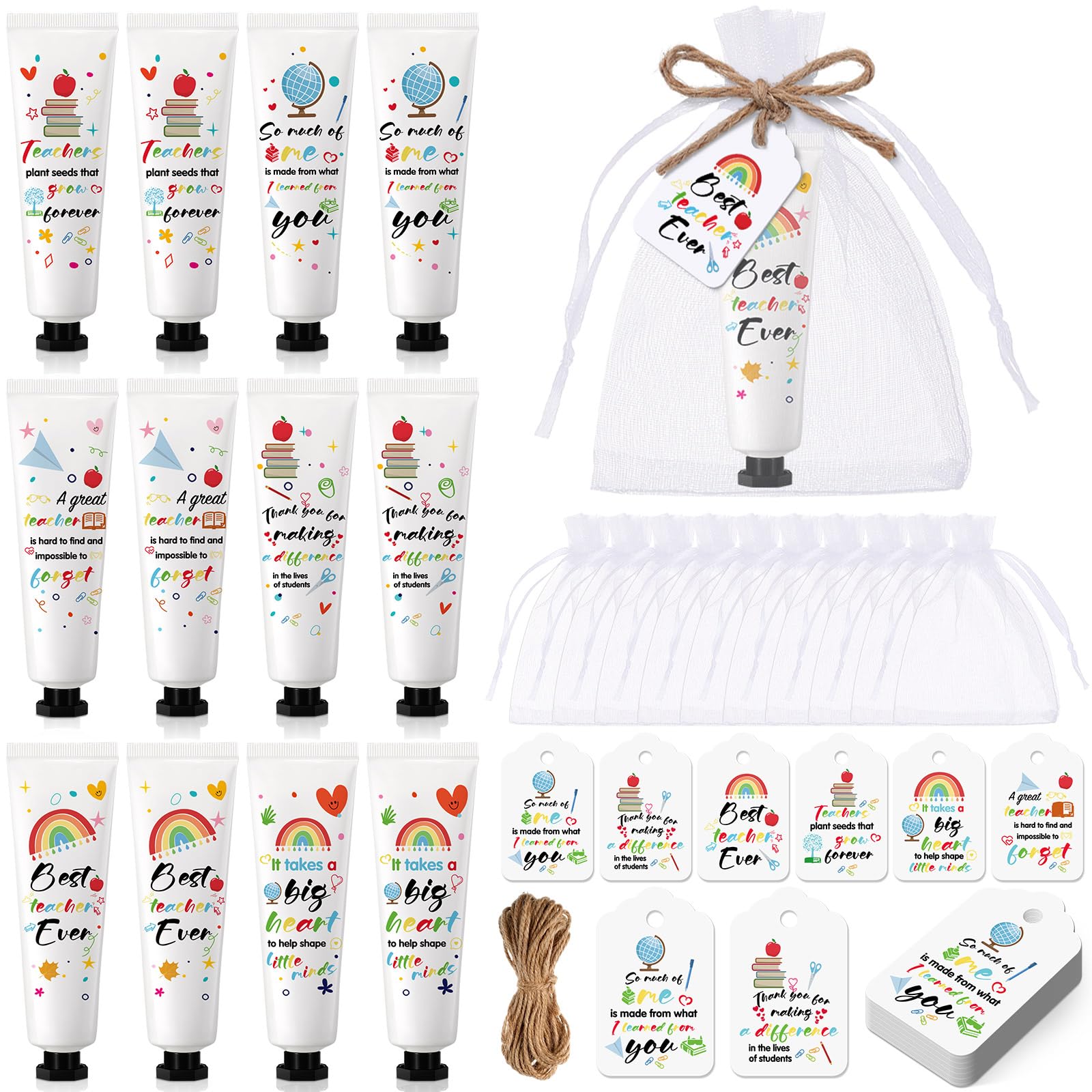Dimsile 12 Set Valentine's Day Gifts for Teacher Appreciation Hand Cream Gifts Moisturizing Hand Lotion Thank You Teacher Gifts 