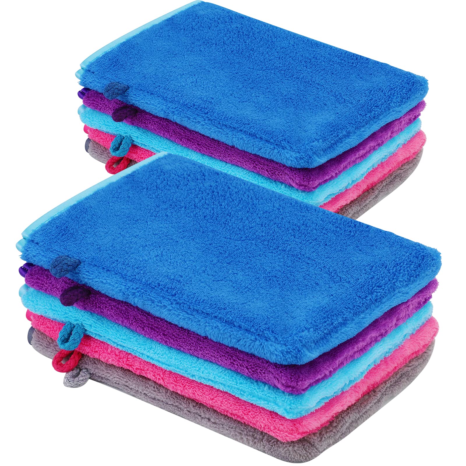 Phogary 10 Pcs Microfiber Body Wash Mitts, Flannel Soft Face Mitten, Bath Spa Cloth, Reusable Makeup Remover Mitt Gloves, Europe