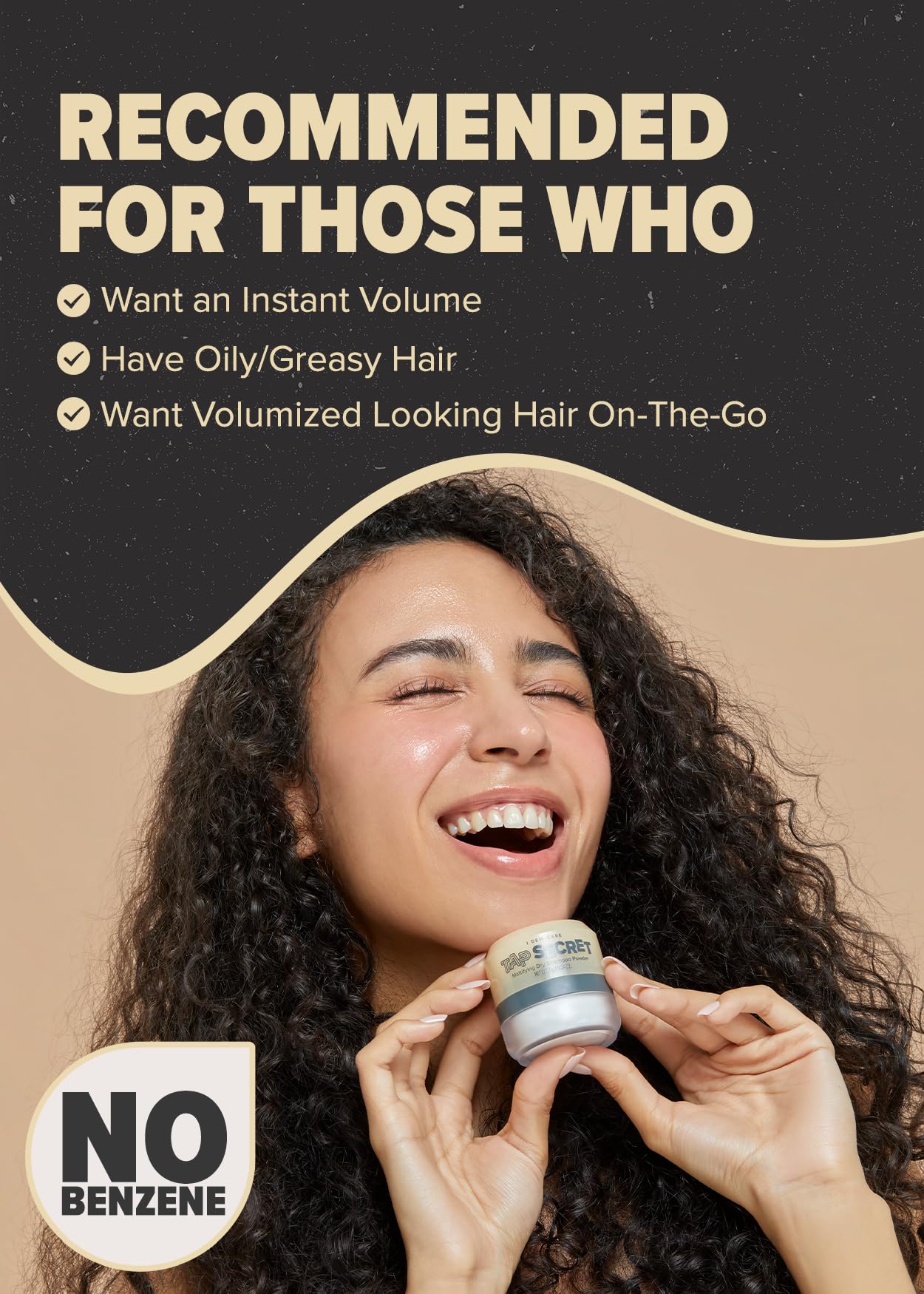 I Dew Care Dry Shampoo Powder - Tap Secret  With Black Ginseng, Non-Aerosol, Benzene-Free, Mattifying Root Boost, No White Cast,