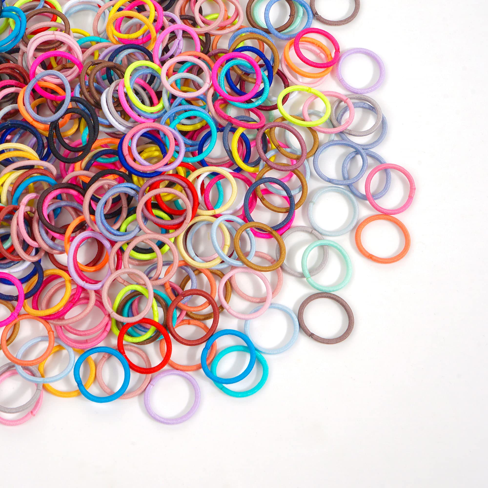 CÉLLOT Baby Hair Ties - 360PCS Elastic Ponytail Holders, No Crease, 2cm Diameter, Mix Colors, Ideal for Toddlers & Kids
