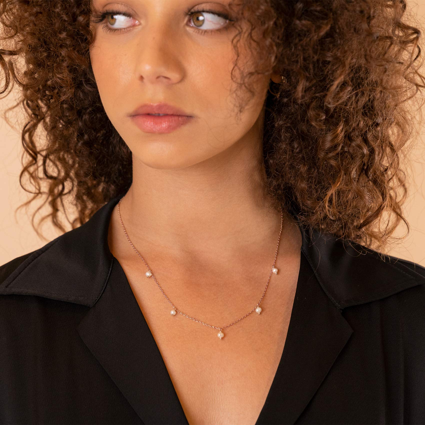 PAVOI 14K Rose Gold Plated Chain Necklace for Women | 925 Sterling Silver Chain with 3x3mm Polished Shell Pearls