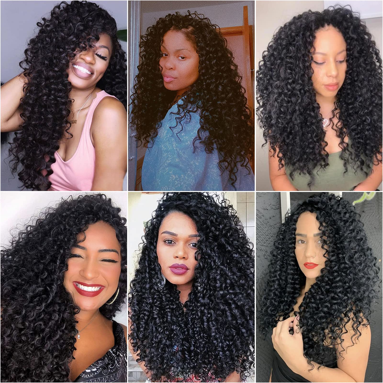 18Inch Synthetic Deep Twist Crochet Hair Bohemian Crochet Braids Natural Black Deep Wave Braiding Hair Extensions (5Packs,1B)