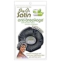 Stay On Satin Hair Wrap Edge Anti-Breakage Womens Bonnet For Sleeping, Black