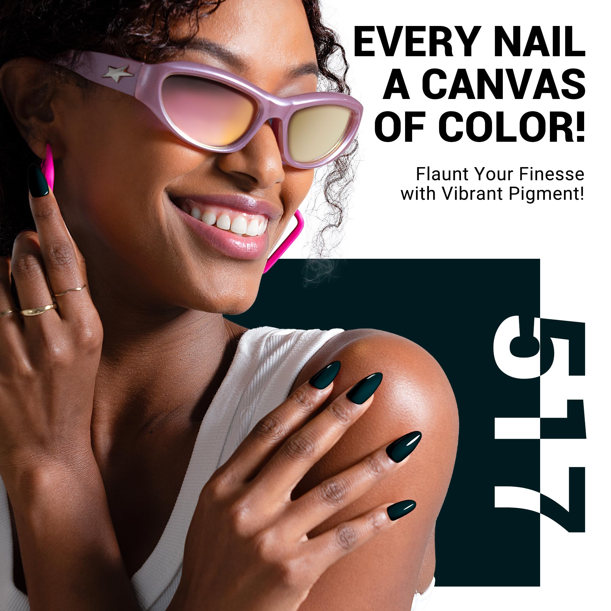 Melodysusie Black Gel Nail Polish, 15Ml Gel Nail Polish Blackish Green Color 517, Soak Off Uv Led Nail Lamp Gel Polish Nail Art