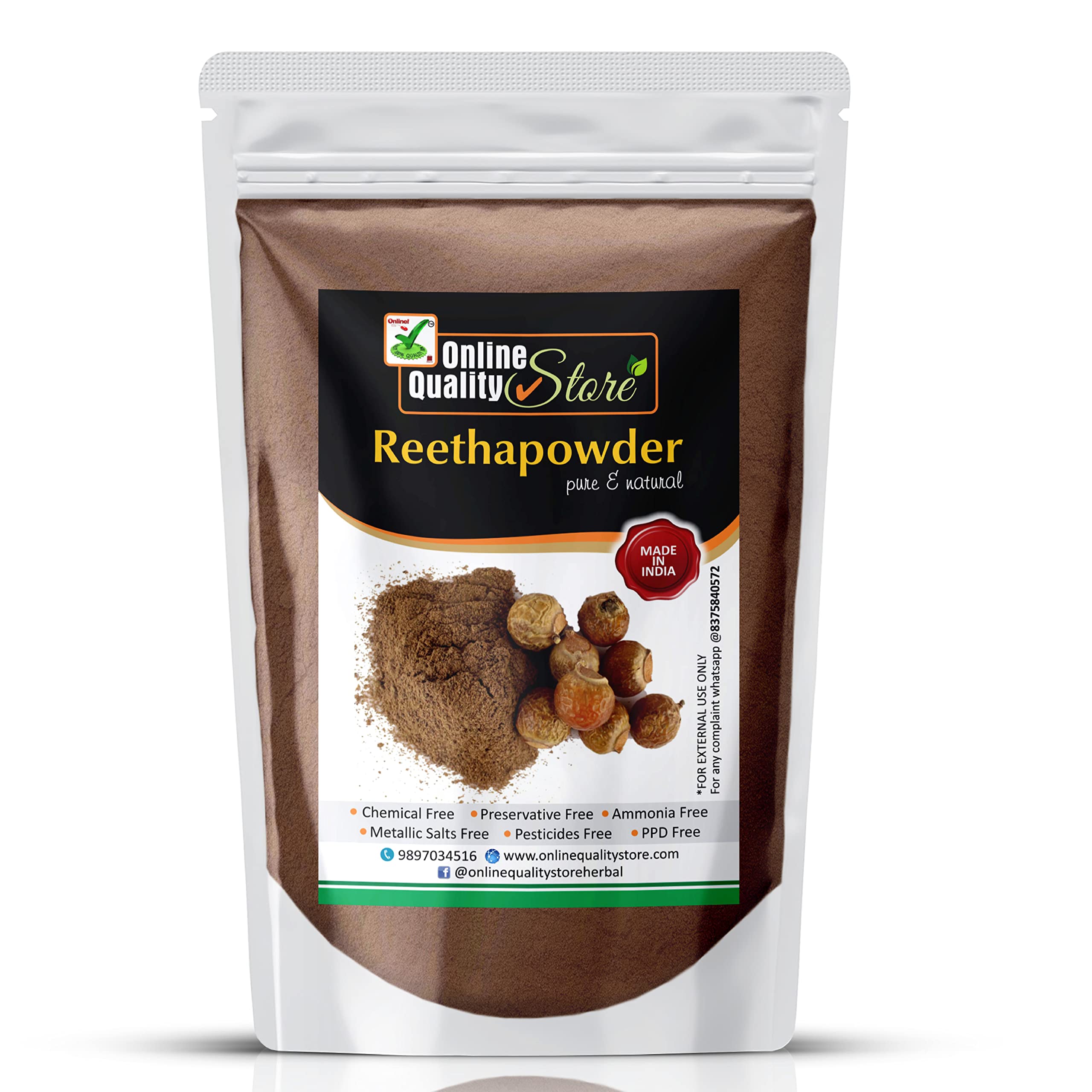 Online Quality Store Reetha Powder 800G |Organic Reetha Powder For Hair Growth|Aritha|Reetha|Ritha|Soapnuts (Sapindus Mukorossi
