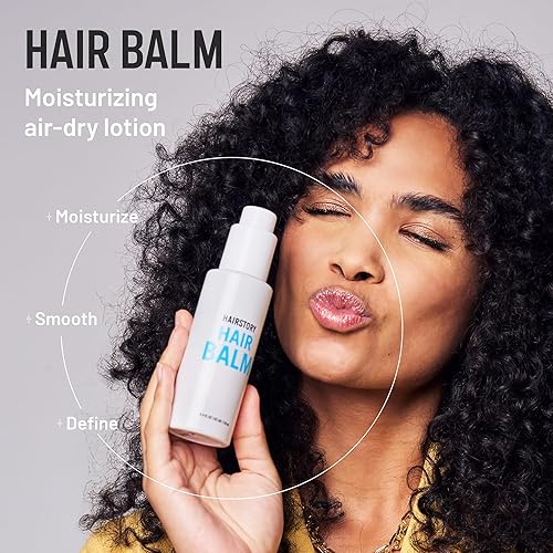 Hairstory Leave In Conditioning Balm For Curly Hair & Frizziness, Manage Dryness & Detangle Knots, All Day Moisturizing Cream, P