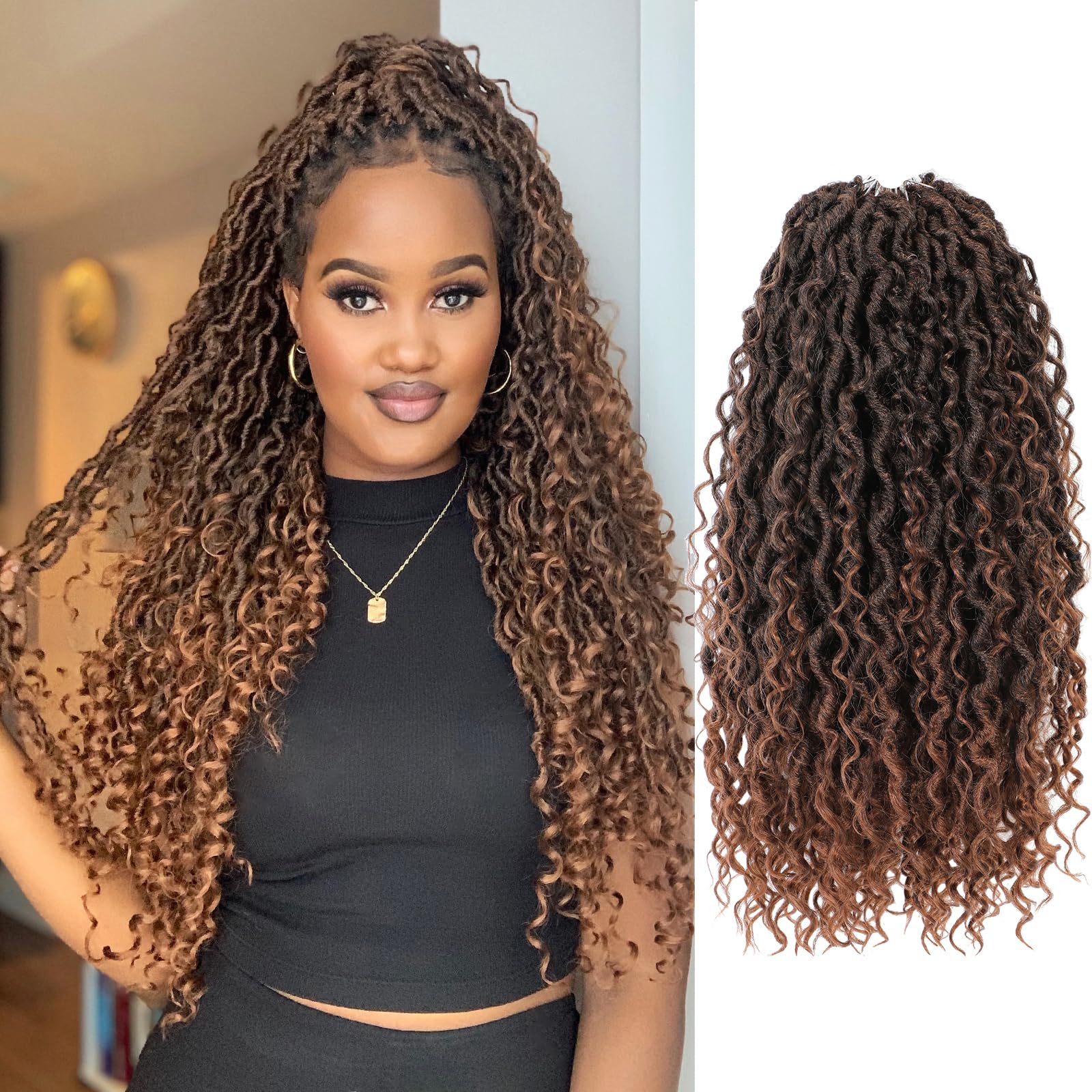 Forevery Goddess Locs Crochet Hair 22 Inch Faux Locs Crochet Hair 6 Packs Pre-looped Crochet Hair for Black Women River locs Cro
