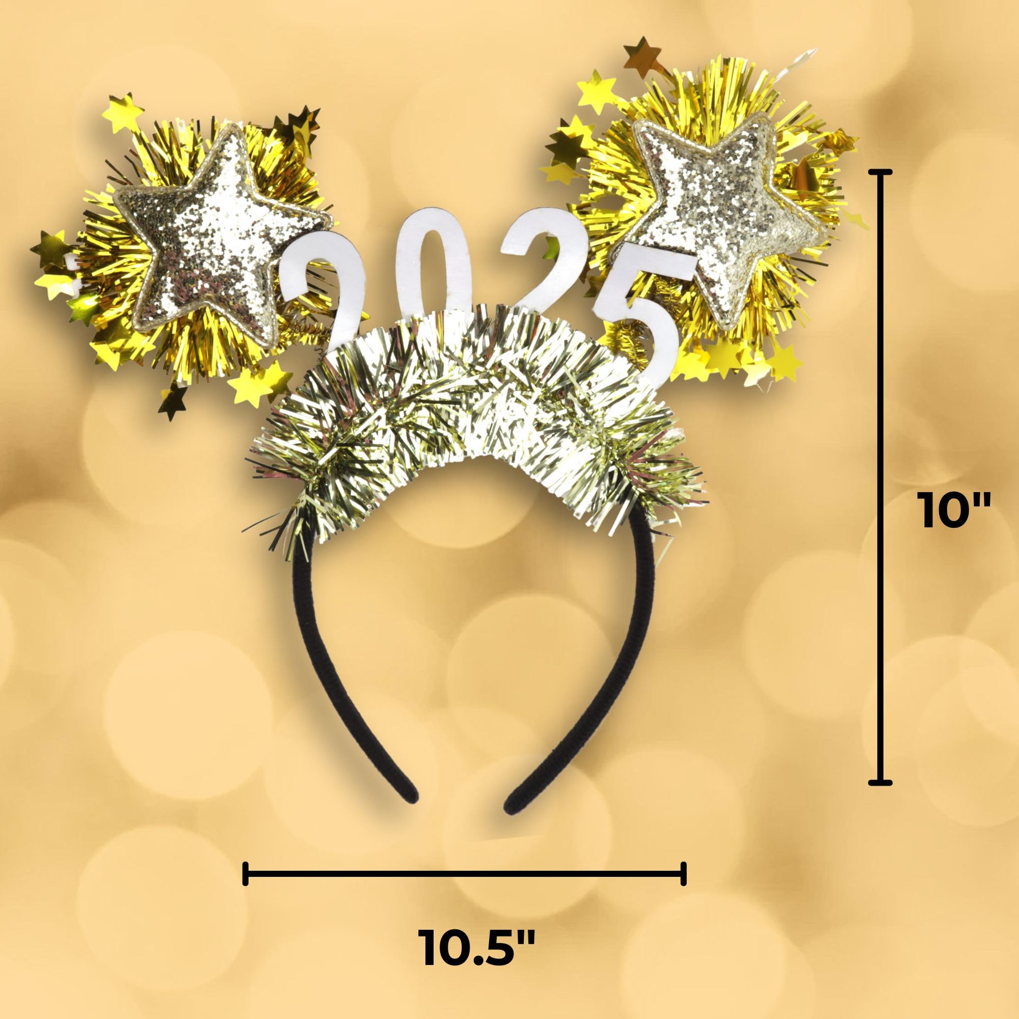 Needzo Class of 2025 Graduation Headband, Glitter Sparkles Stars and Tinsel, Grad Party Hair Accessory, One Size Fits Most