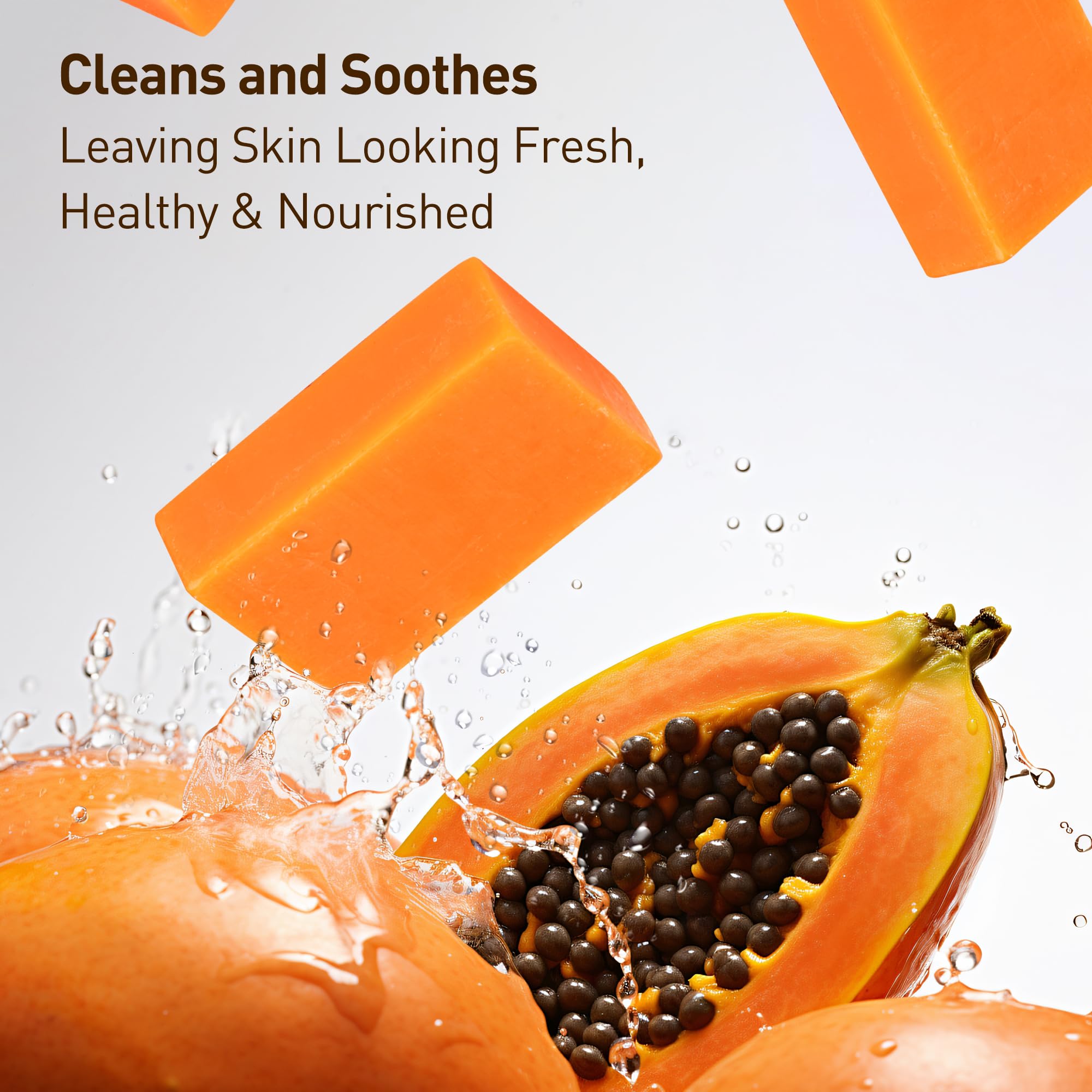 PALFICAB Natural Soap with Papaya & Lemon, Exfoliating Bar Soap for Men & Women, Smooth & Moisturizing Lather with Coconut Oil &