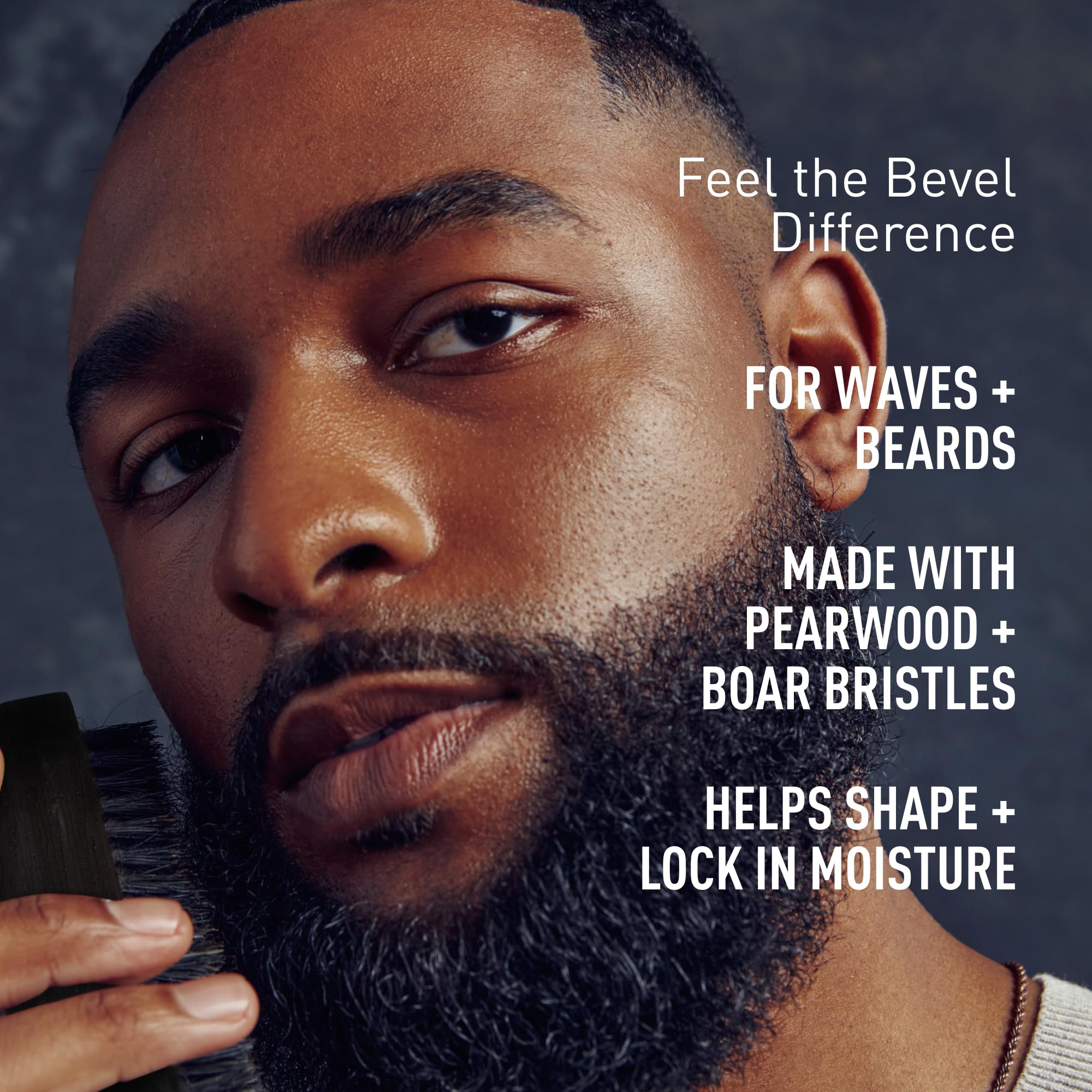Bevel Premium Beard Brush & Pearwood Comb Set - 100% Boar Bristle, Brown, Travel Essentials for Men