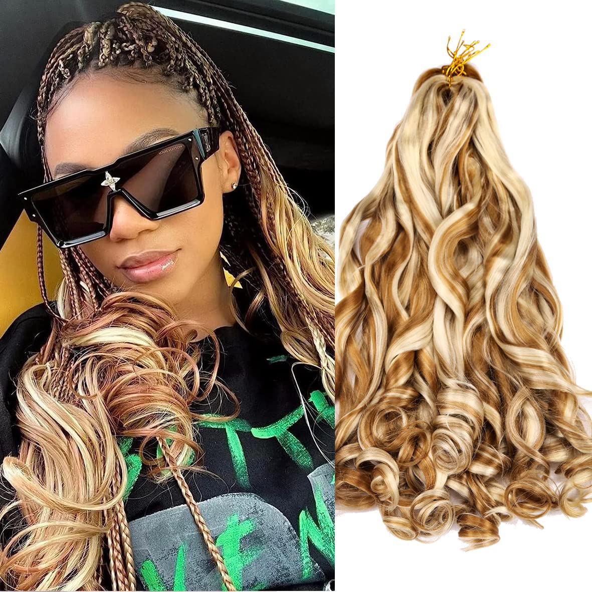 Amir Hair 8 packs French Curly Braiding Hair 16 Inch Loose Wave Braiding Hair Pre Stretched Synthetic Hair Extensions (27613#)
