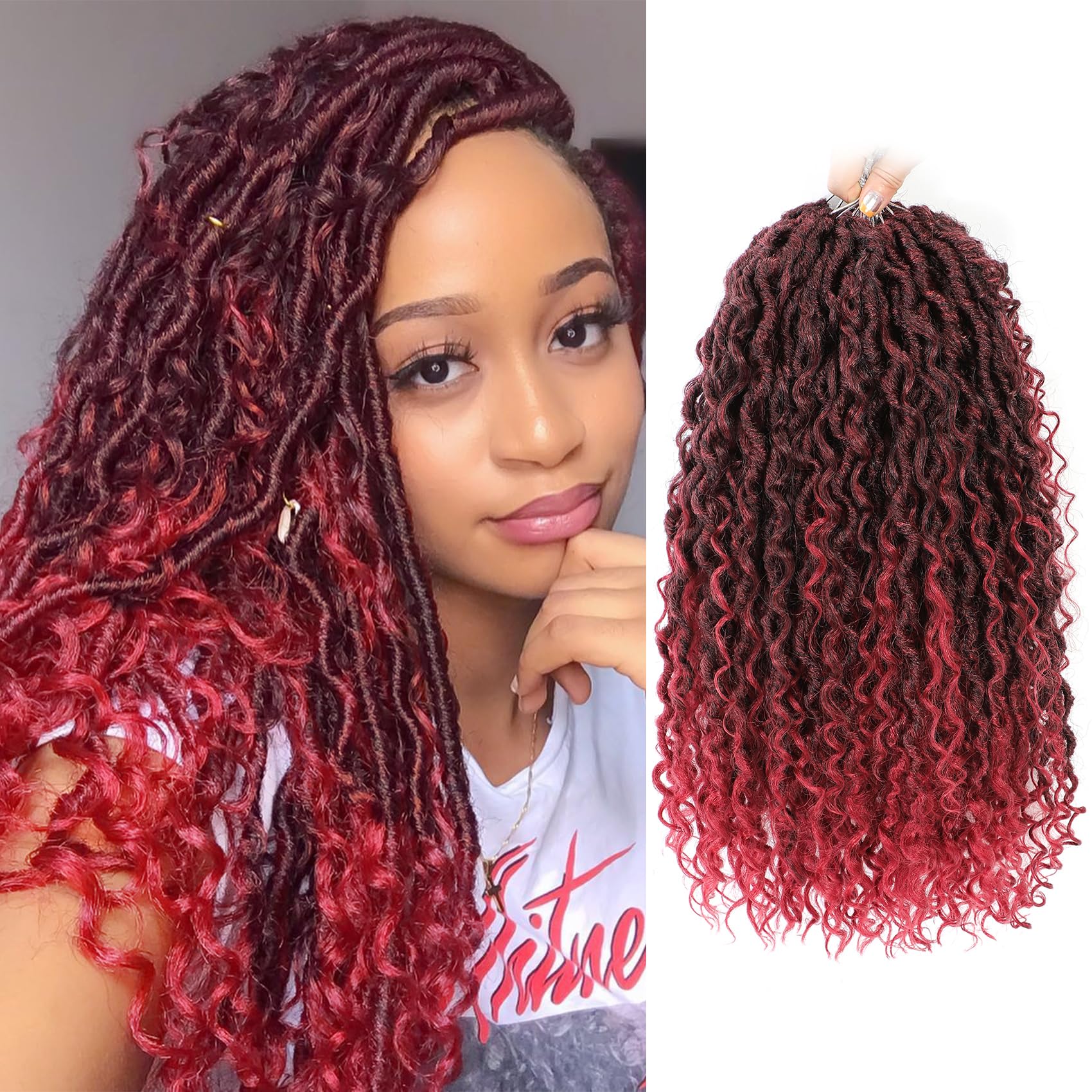 Forevery Goddess Locs Crochet Hair 16 Inch Faux Locs Crochet Hair 6Packs PreLooped Crochet Hair for Black Women,Locs Crochet Hai