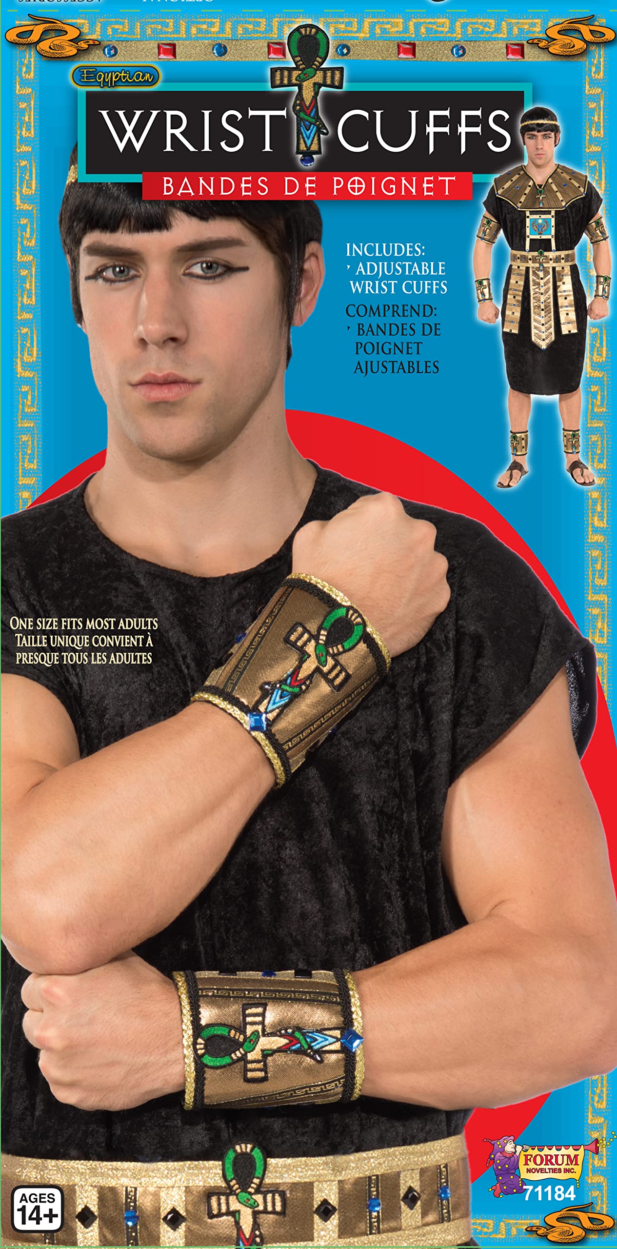 Forum Novelties Mens Teen Boys Deluxe Egyptian Wrist Cuffs Costume Accessory Party Supplies, As Shown., One Size Us
