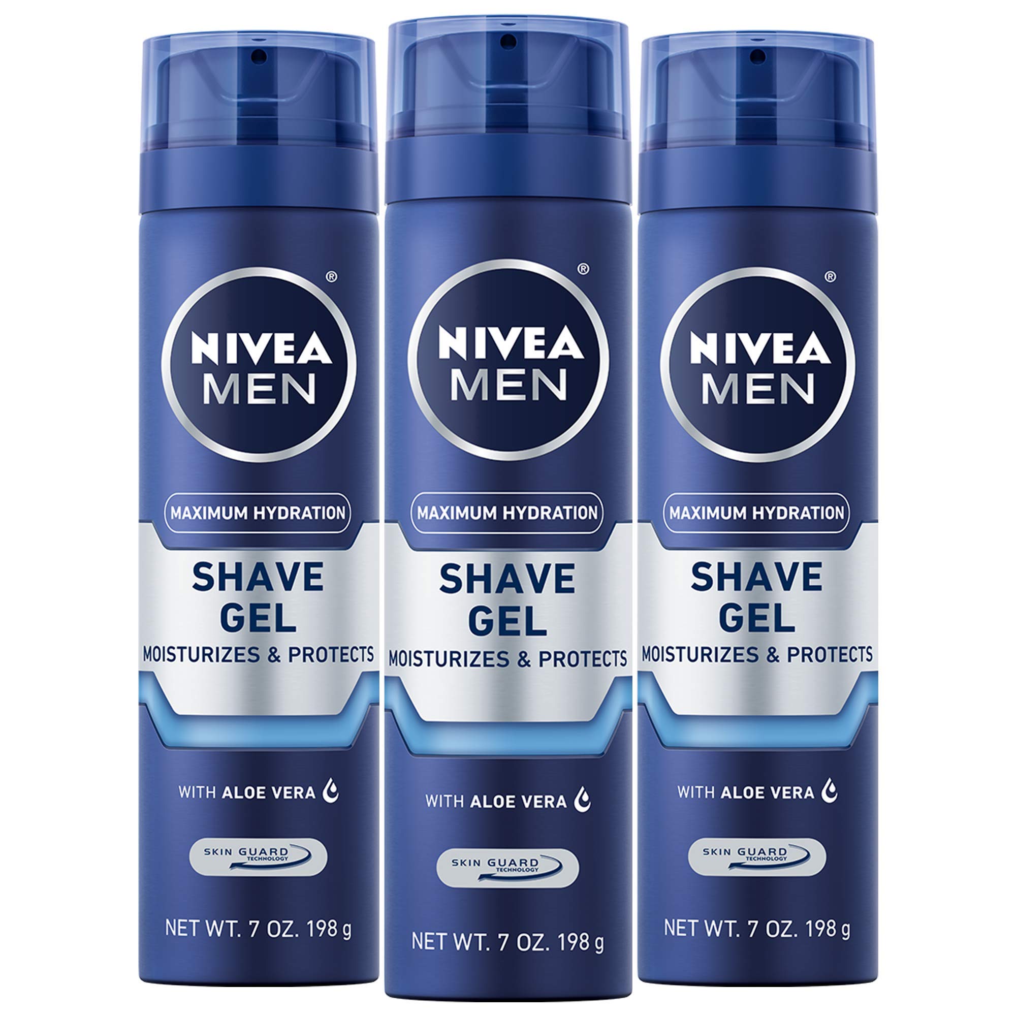 Nivea Men Maximum Hydration Shave Gel With Aloe Vera And Provitamin B5, 3 Pack Of 7 Oz Cans