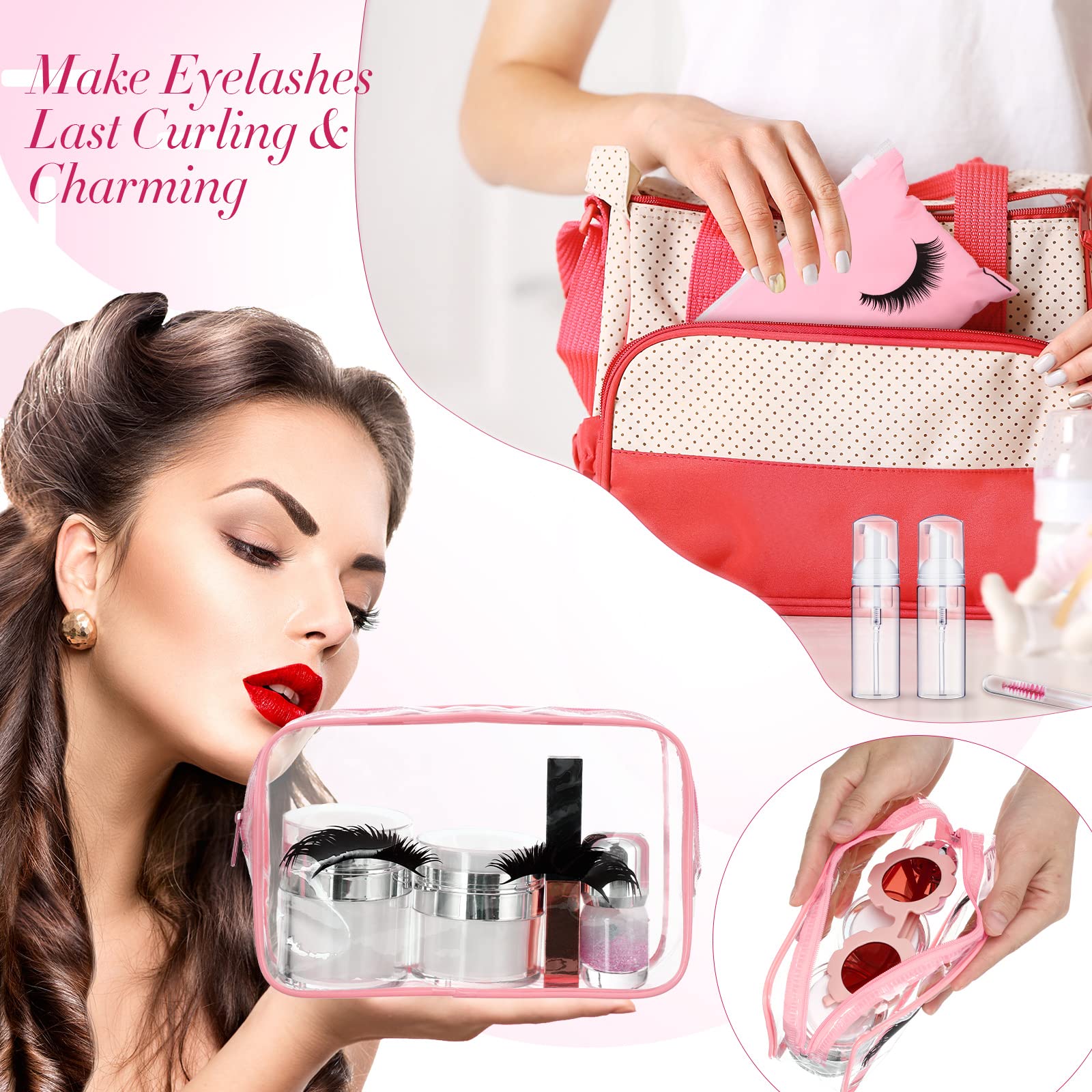 8 Pcs Lash Shampoo Brushes Set Eyelash Aftercare Bag Disposable Mascara Tubes Foam Pump Bottle Extension Aftercare Instructions