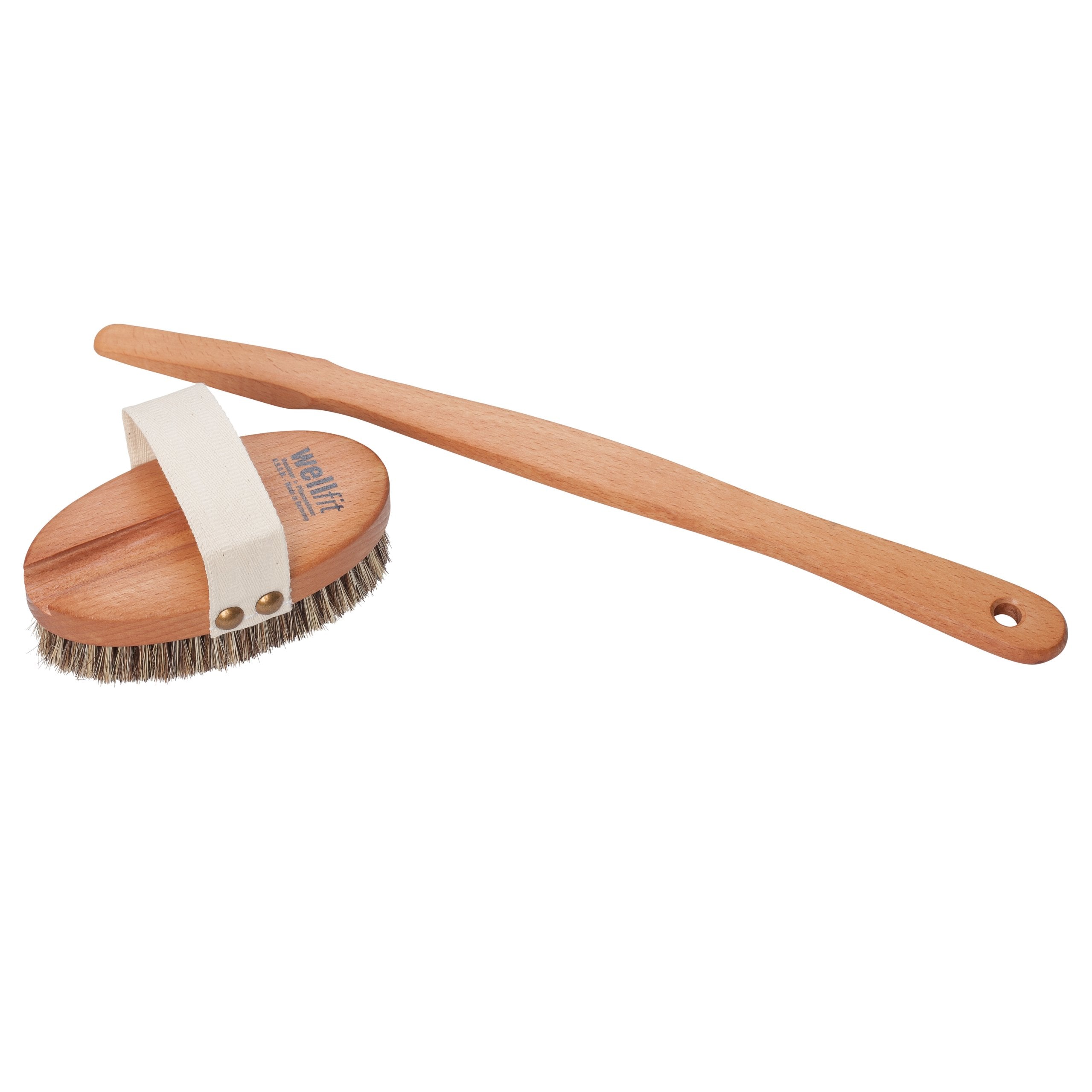 Redecker Wellfit Bath Brush With Removable Steamed Beechwood Handle, 100% Made In Germany, Mixed Horsehair And Plant Fiber Brist