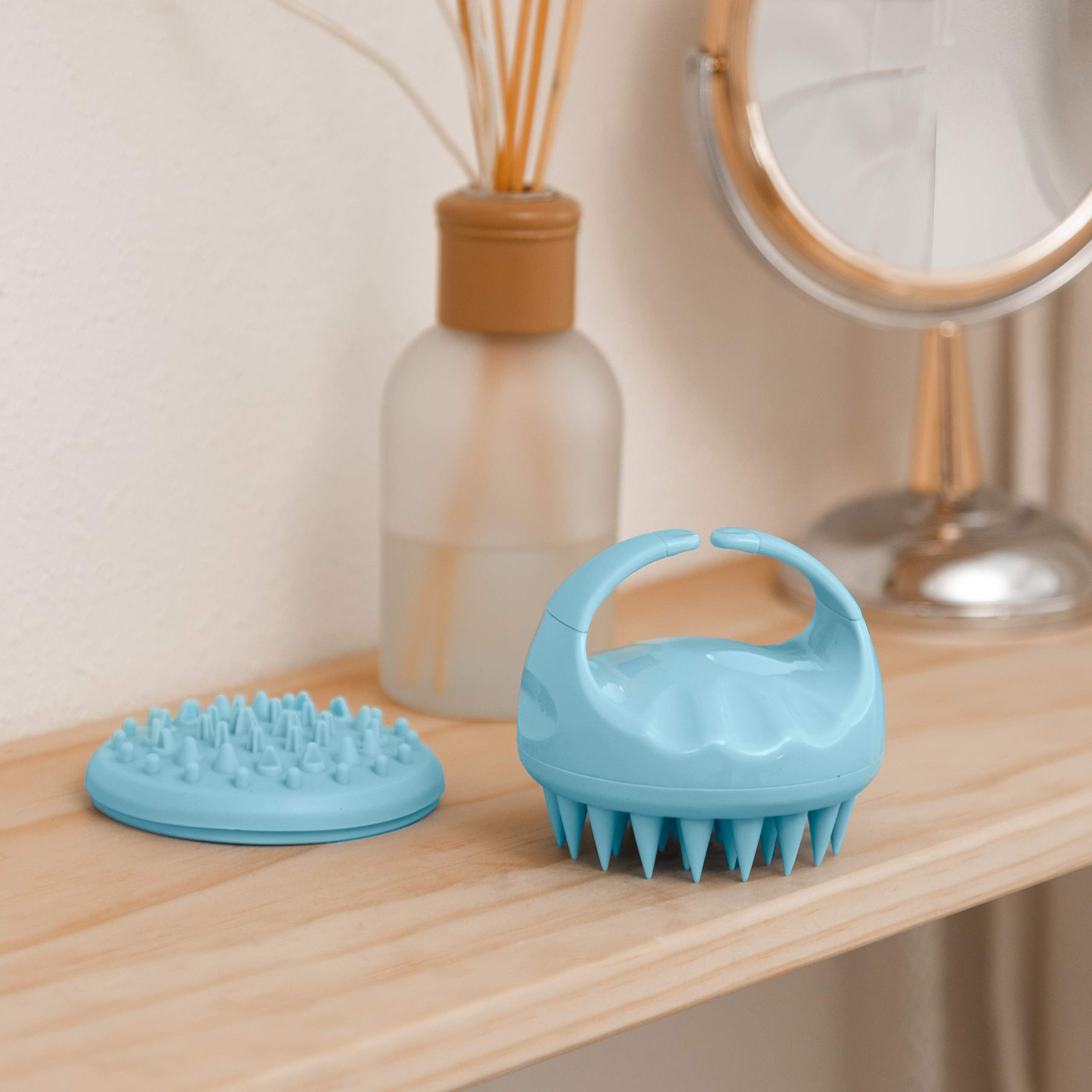 Flathead Products Hair Scalp Massager And Shampoo Brush For Shower Dandruff Removal - Wet And Dry - Encourages Growth - Includes