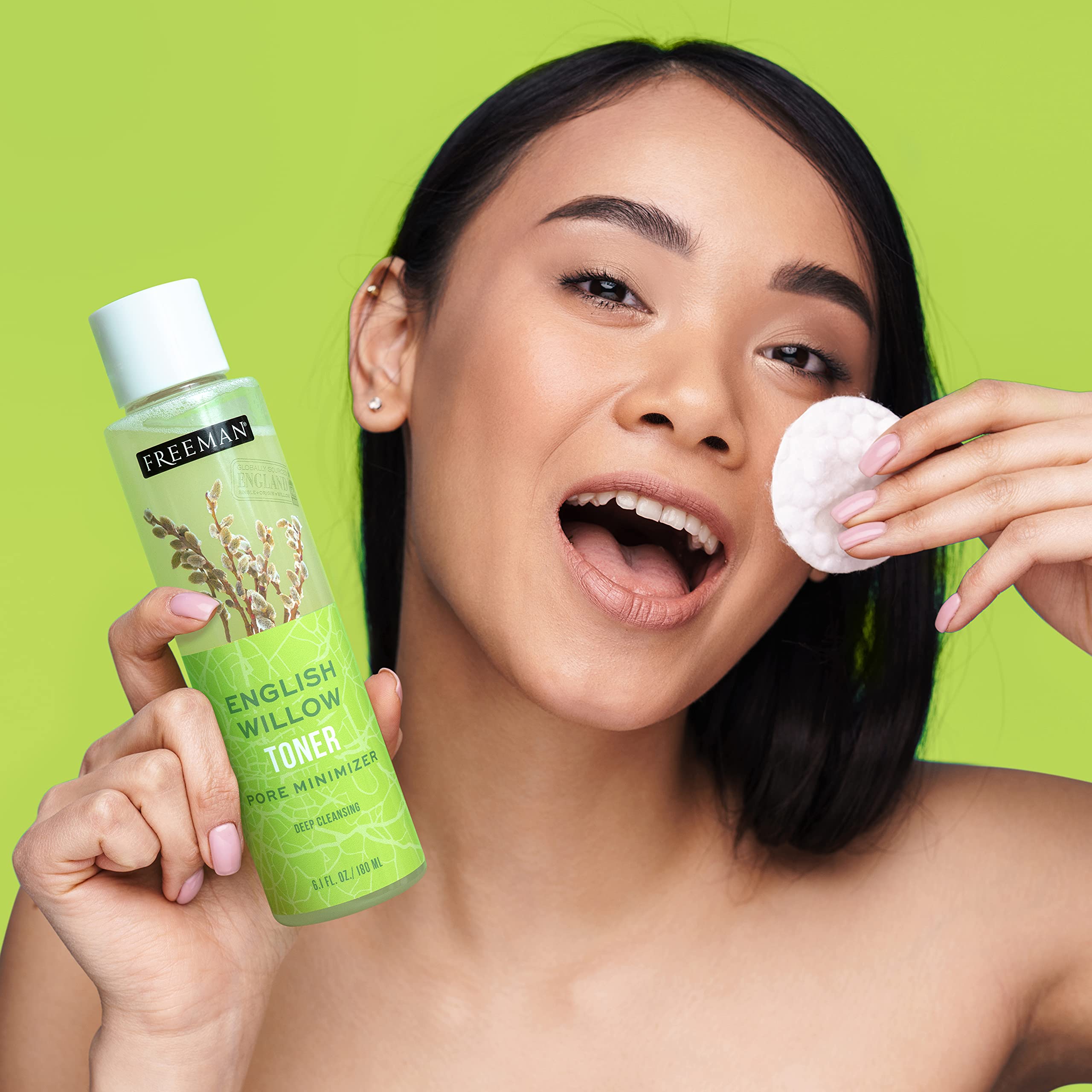 Freeman Exotic Blends Deep Cleansing English Willow Toner, Removes Makeup, Dirt, & Impurities, Clarifying Facial Toner, Pore-Min