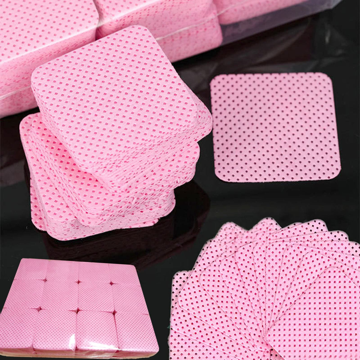 Lint Free Nail Wipes, 1200Pcs Pink Eyelash Extension Glue Cleaning Wipes, Absorbent Soft Non-Woven Fabric Gel Nail Polish Remove