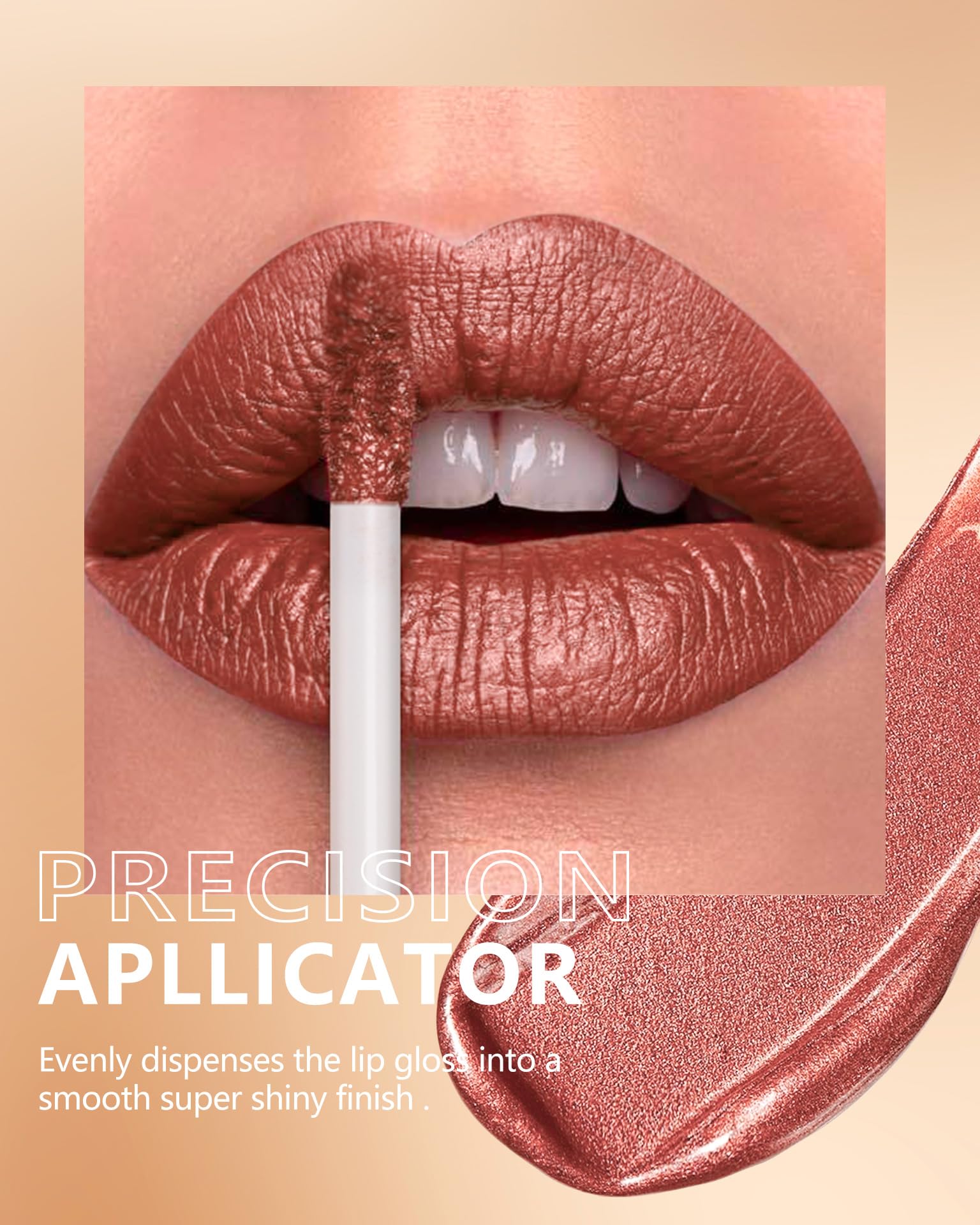 Maki Yika Metallic Lipsticks Long Lasting Brown Lipstick For Women, High Shine Glitter Lipstick No Smudge Transferproof Iquid Li