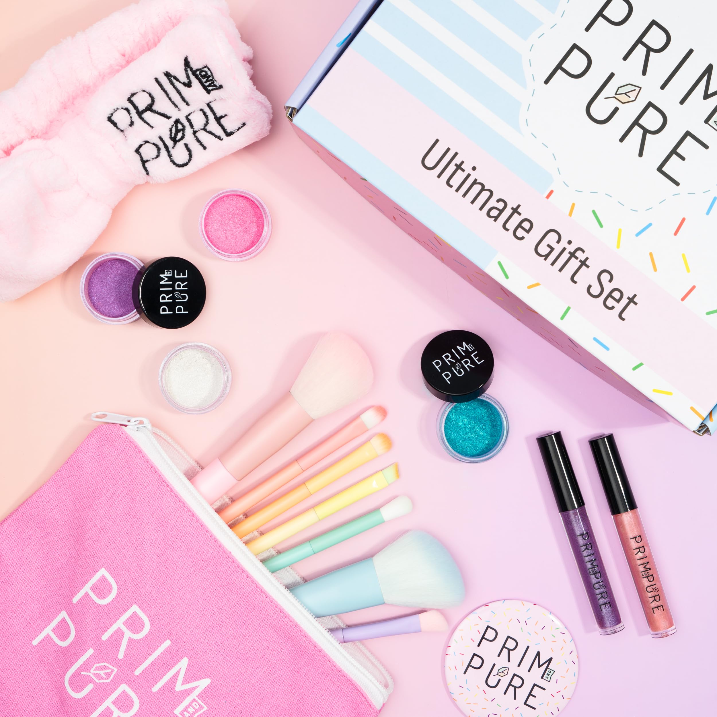 Prim And Pure Ultimate Mineral Kids Makeup Gift Set | Perfect For Play Dates & Birthday Parties | Kids Safe Eyeshadow Makeup - M