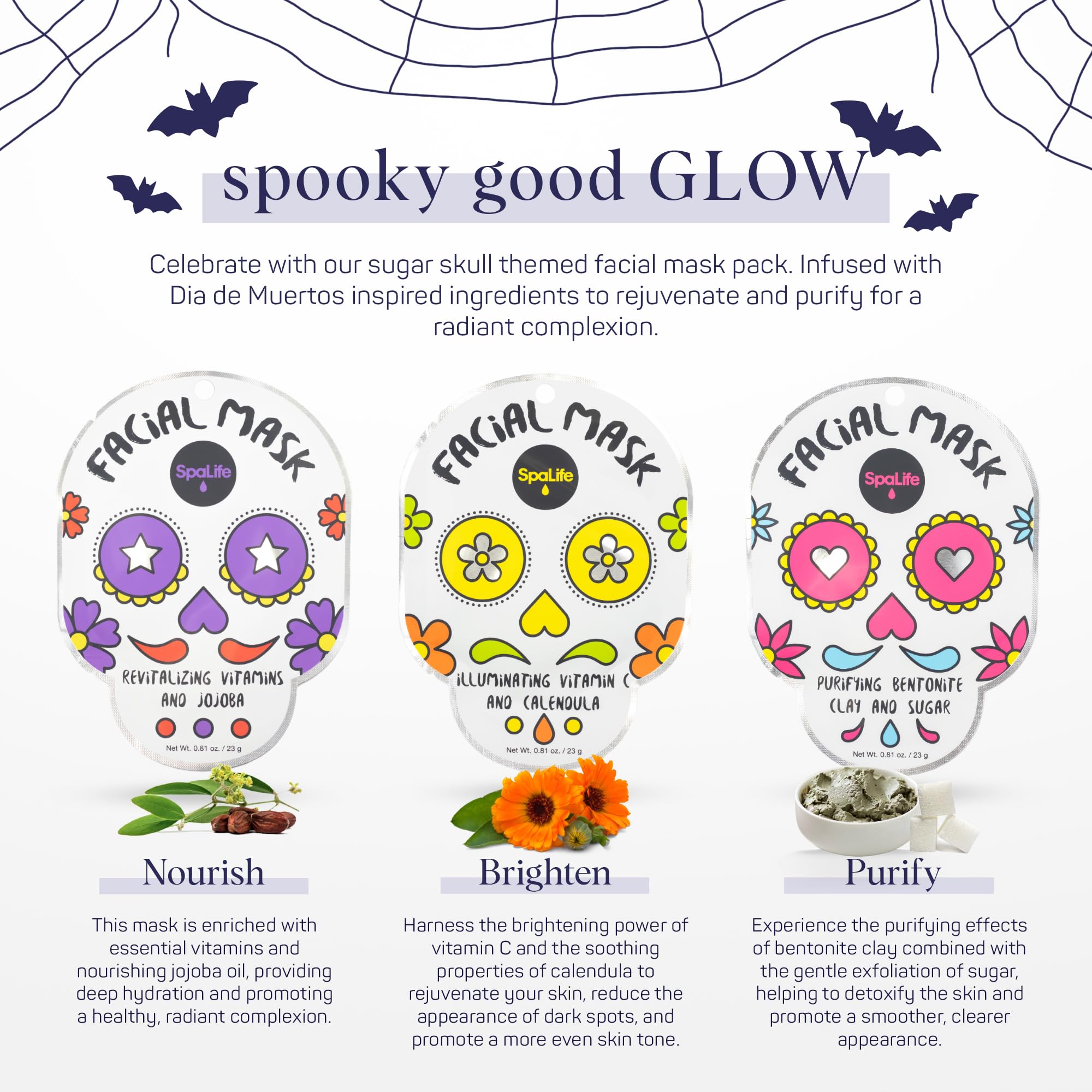 Spalife Dia De Muertos Facial Mask Variety Pack - 9 Count For Hydrating And Refreshing Skin Care Korean Sheet Masks - Moisturizi
