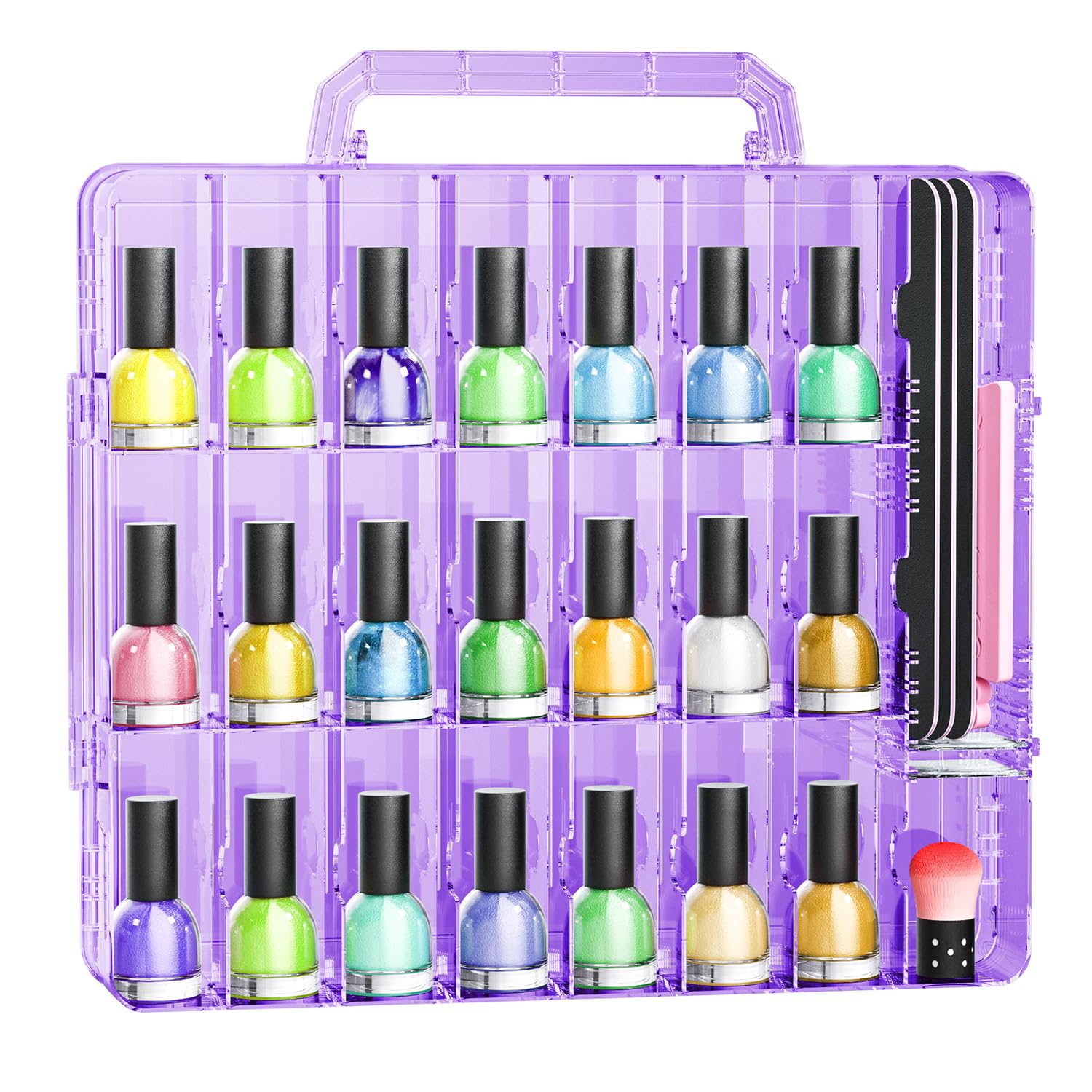 JIASHENG Nail Polish Organizer Case Holders, 48 Bottles Universal Nail Storage Box for Double Side Adjustable Space Divider for 