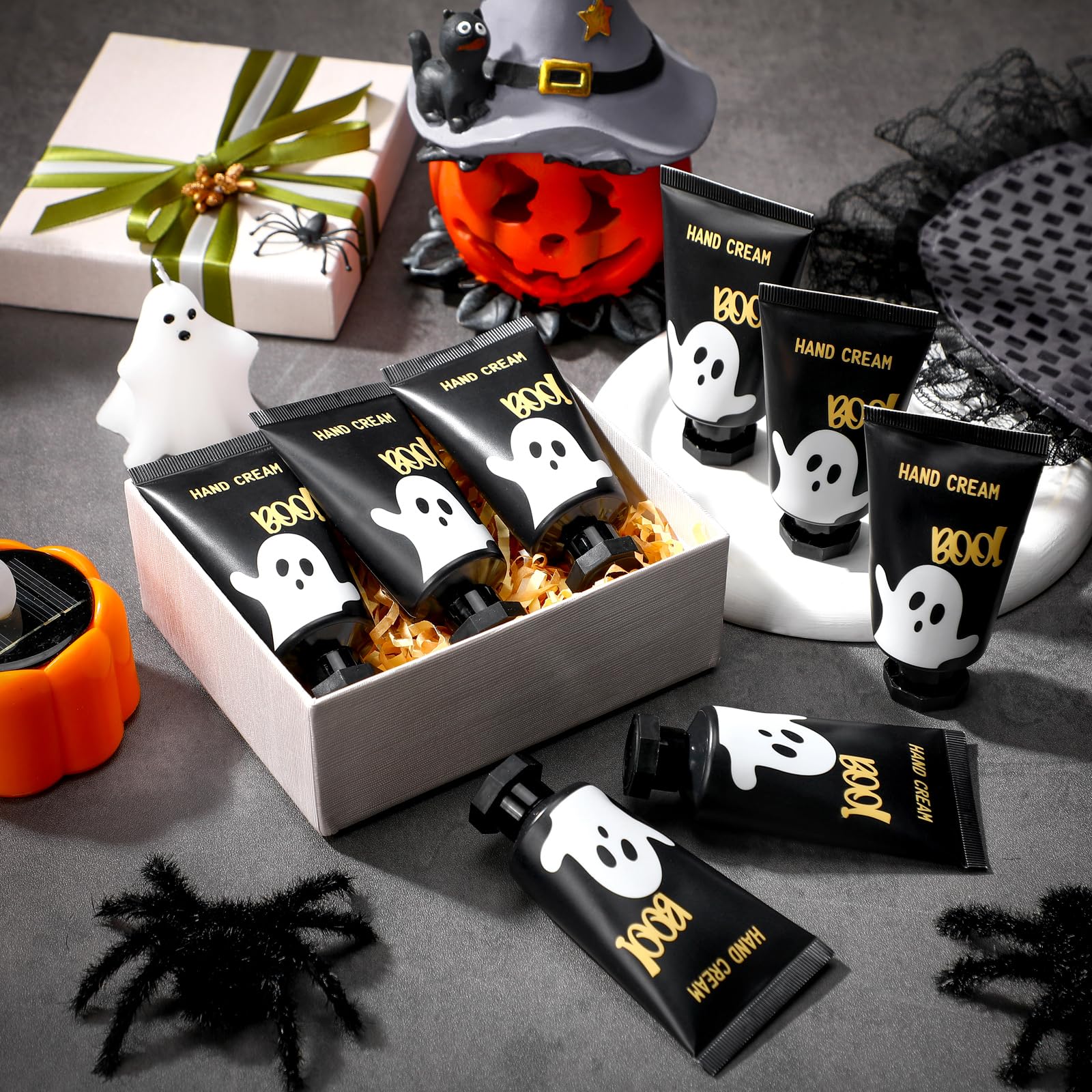 Heigble 48 Sets Halloween Ghost Hand Cream Gifts Bulk Halloween Hand Cream Travel Lotion Mini Size Baby Shower Party Gifts Favor