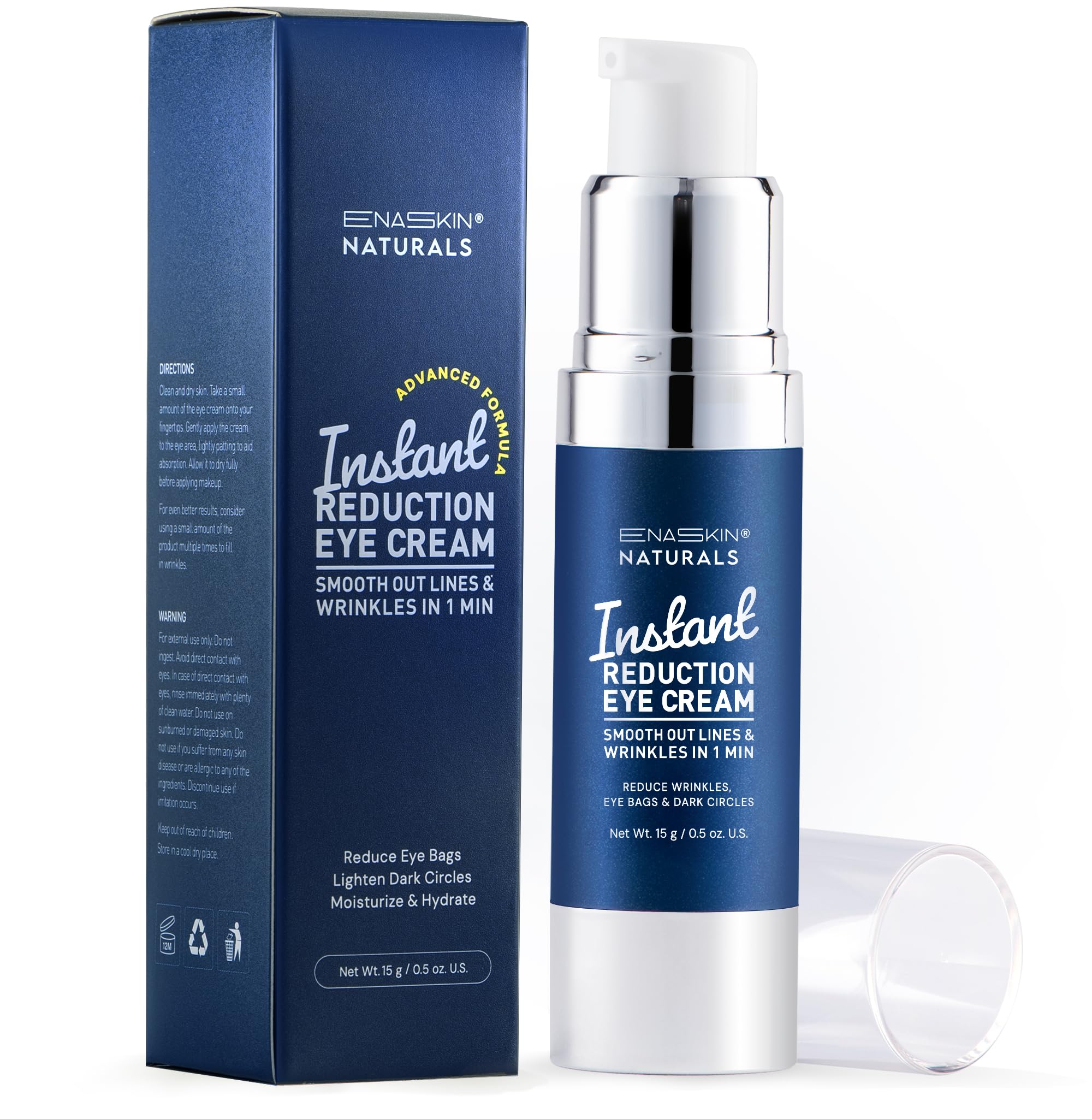 Enaskin Naturals Instant Eye Cream & Face Lift  No White Residue Rapid Wrinkle Filler  Under Eye Bags & Puffiness Remover  Da