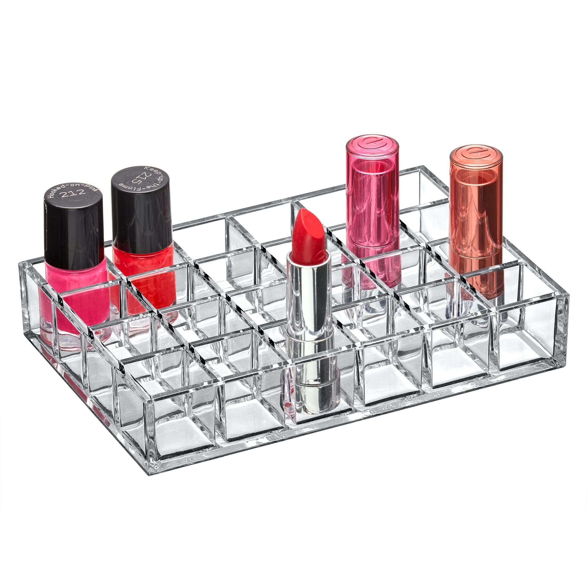 Amazing Abby - Allure - 24-Slot Acrylic Lipstick Organizer, Lipstick Holder, Lip Gloss Organizer, Cosmetic Storage Display, Perf
