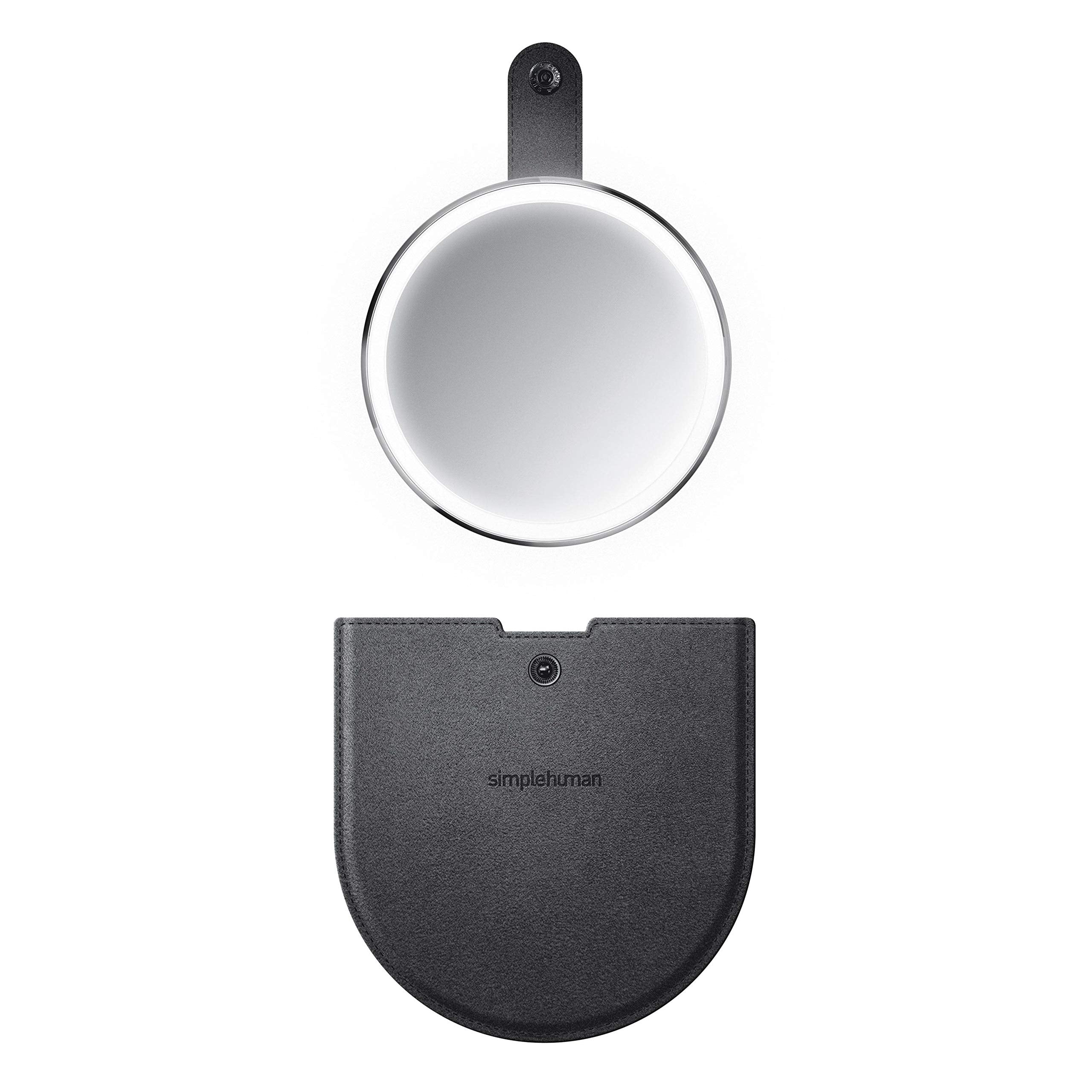 Simplehuman Sensor Mirror Compact 4'' Round, 3X Magnification,Black Stainless Steel