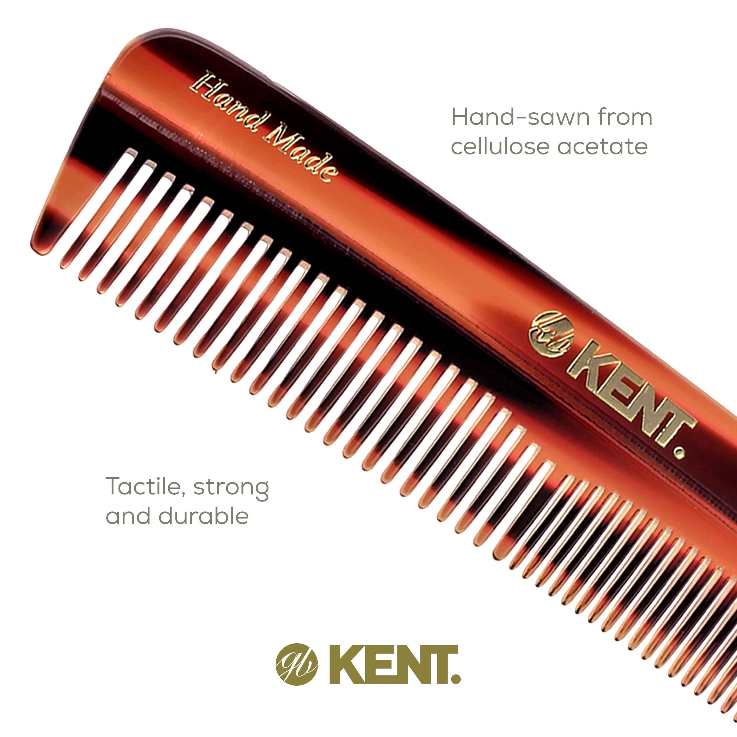Kent R7T Double Tooth Hair Pocket Comb, Small Fine/Wide Tooth Comb For Hair, Beard And Mustache, Coarse/Fine Hair Grooming Comb