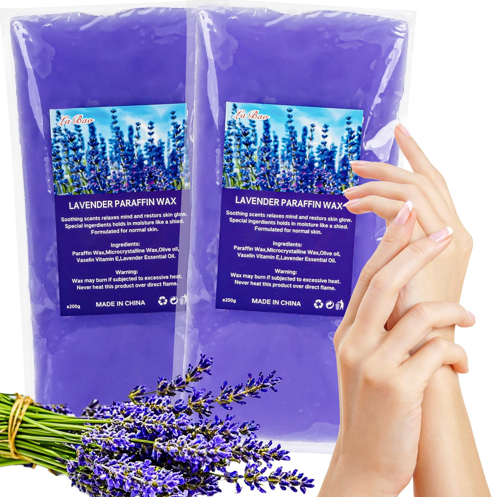 Maqihan 2 Pack Paraffin Wax Refills - Lavender Scented Paraffin Wax For Hand And Feet,Paraffin Wax Machine Refills,Paraffin Wax