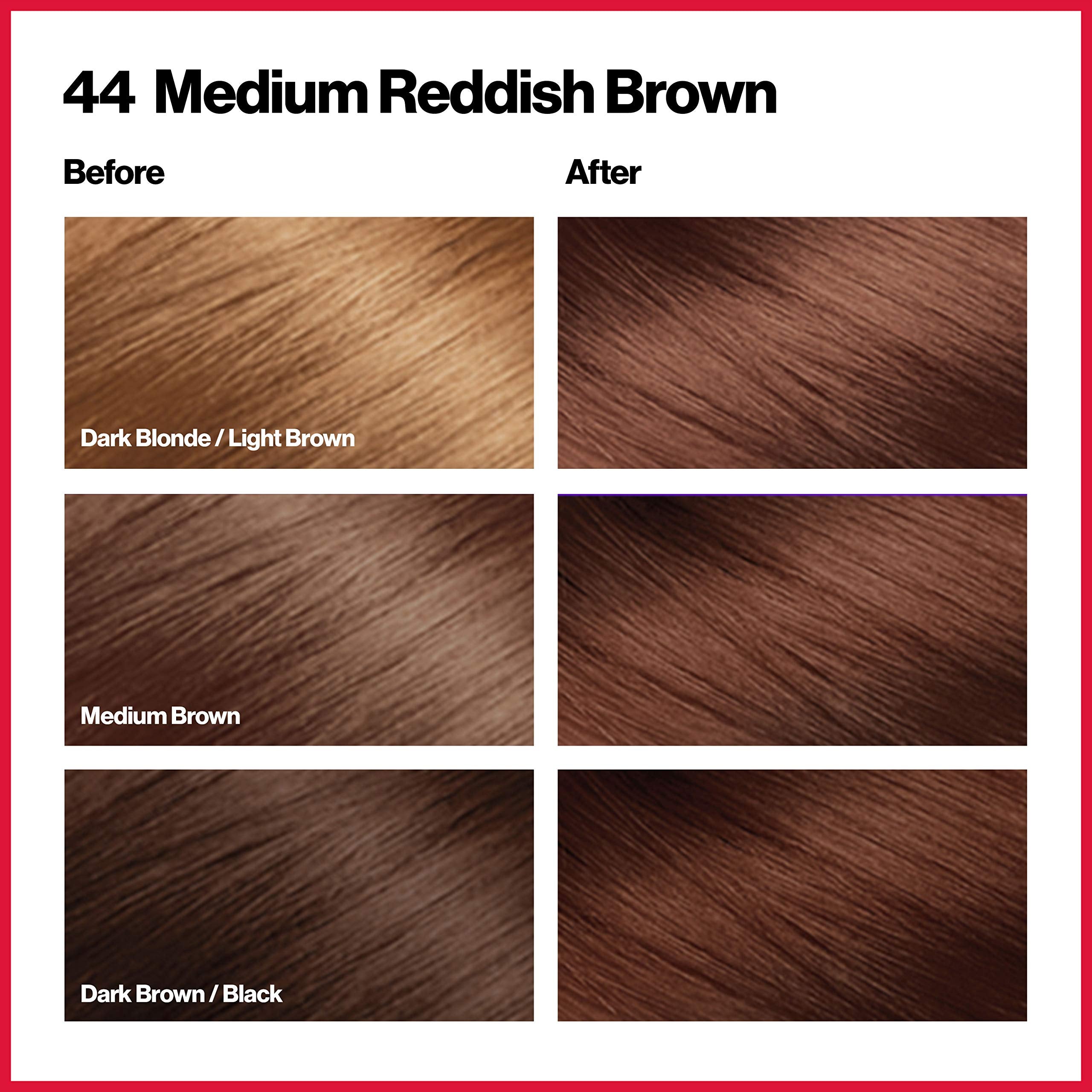 Revlon Colorsilk Beautiful Color, Permanent Hair Dye With Keratin, 100% Gray Coverage, Ammonia Free, 44 Medium Reddish Brown