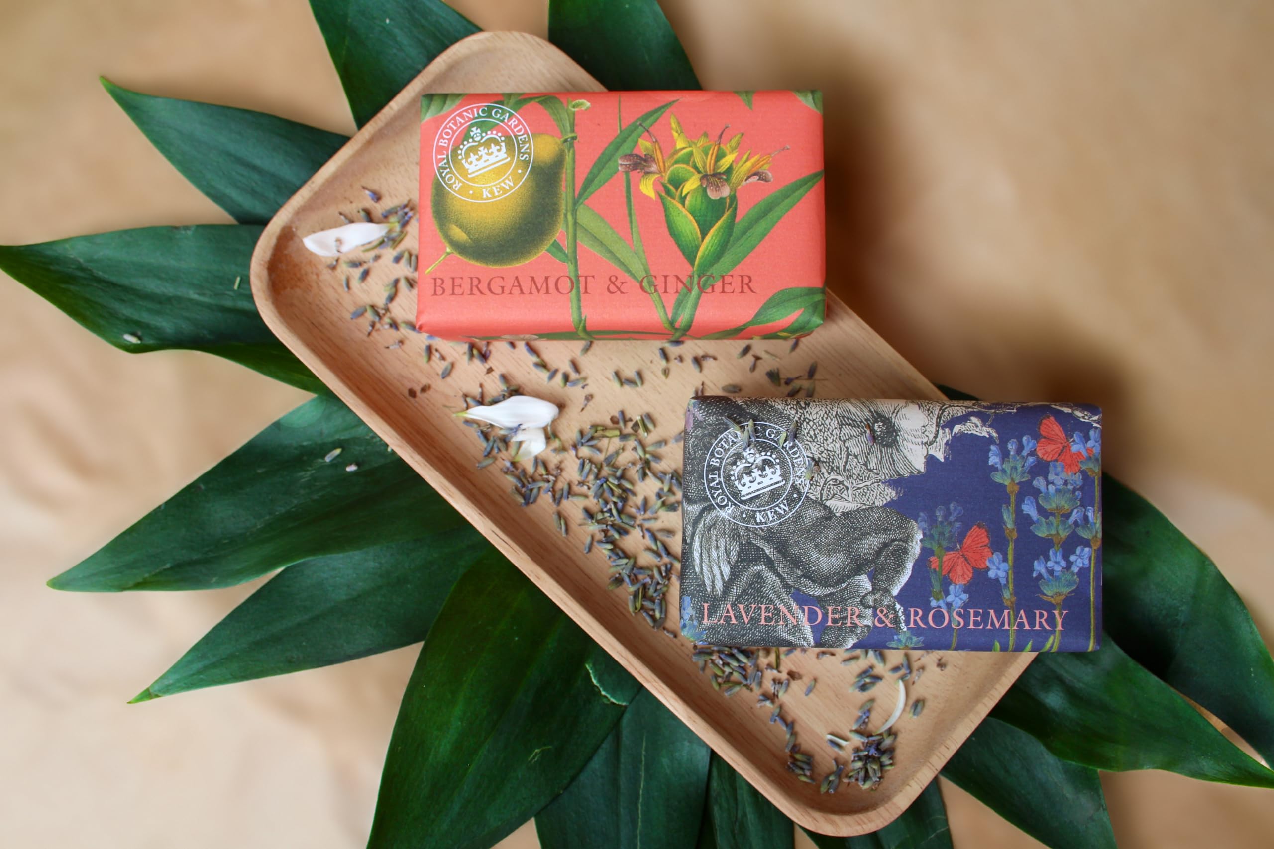 The English Soap Company Royal Botanical Gardens Kew Wrapped Soap Bar, Luxury Bergamot Shea Butter Soap Bar, Moisturising Soap B